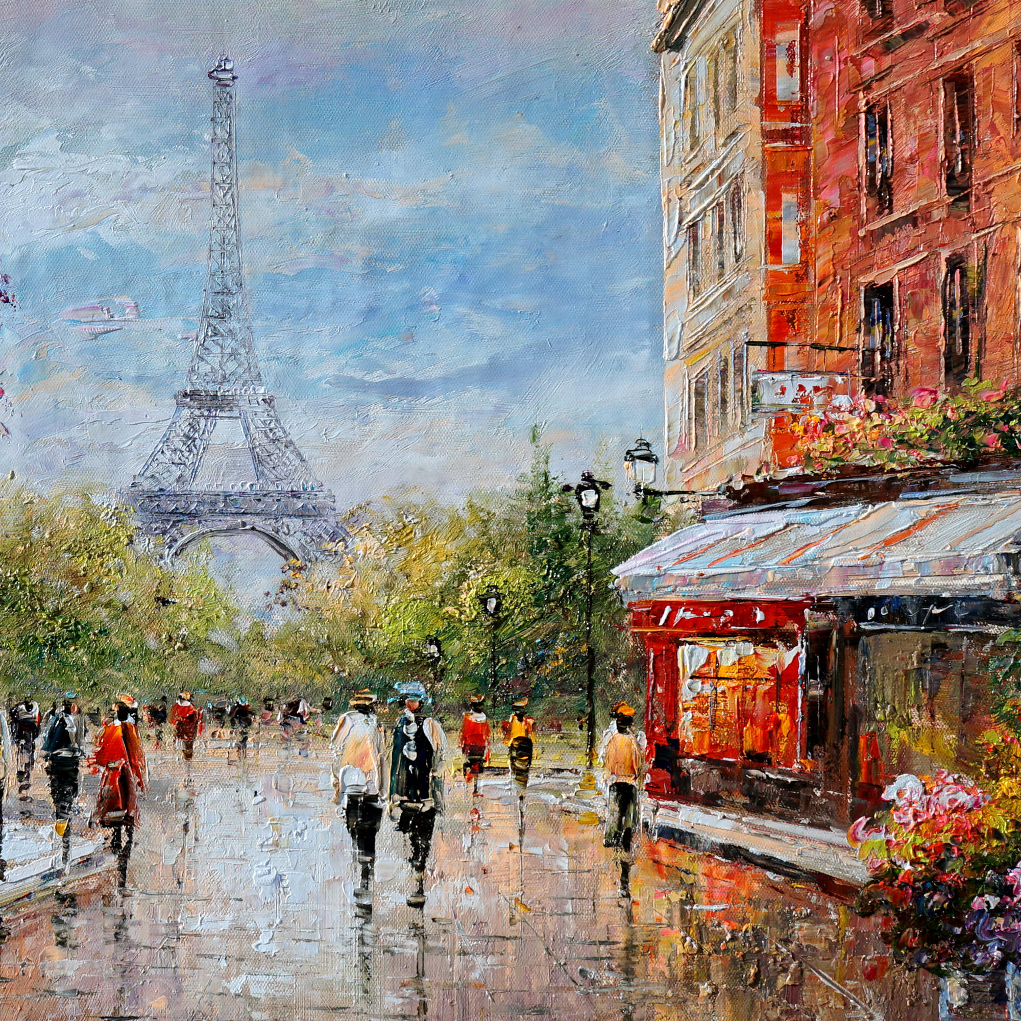 Paris Vue de la Tour Eiffel peinte à la main 60x90cm