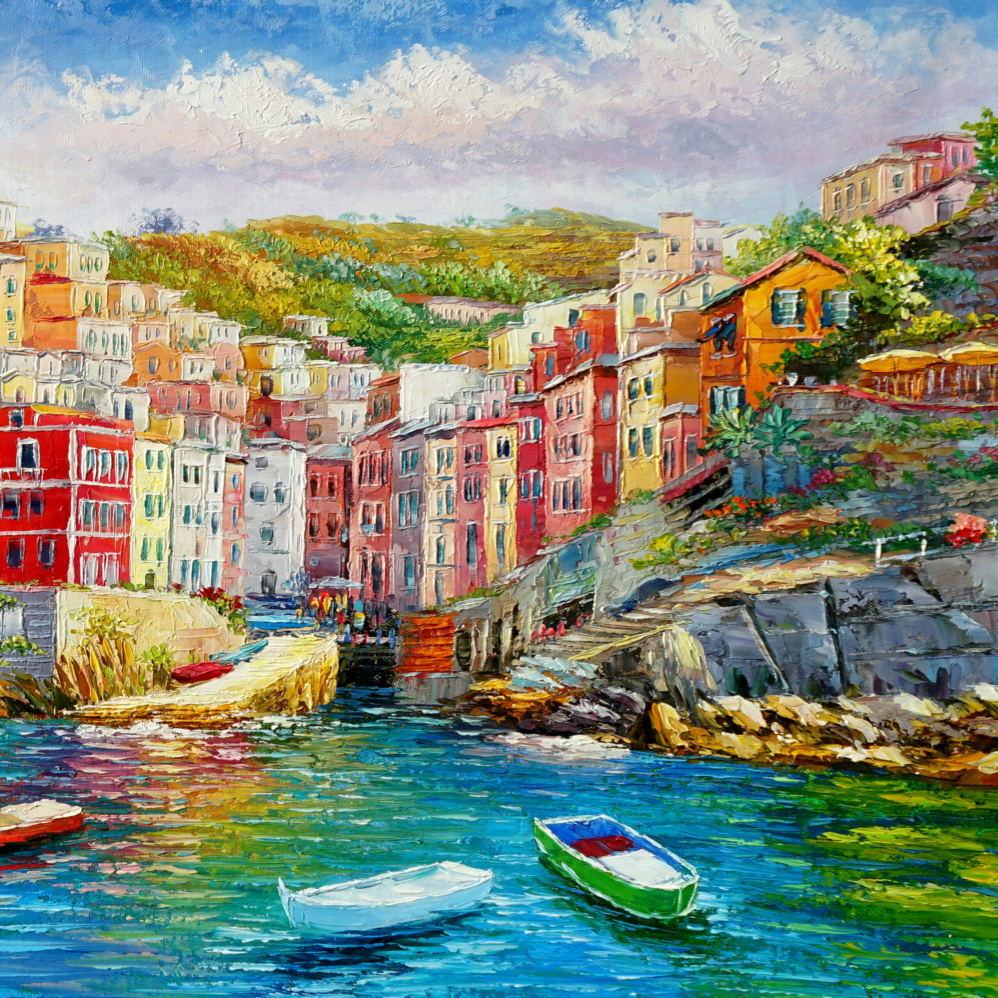 Hand painted Cinque Terre Riomaggiore 60x90cm