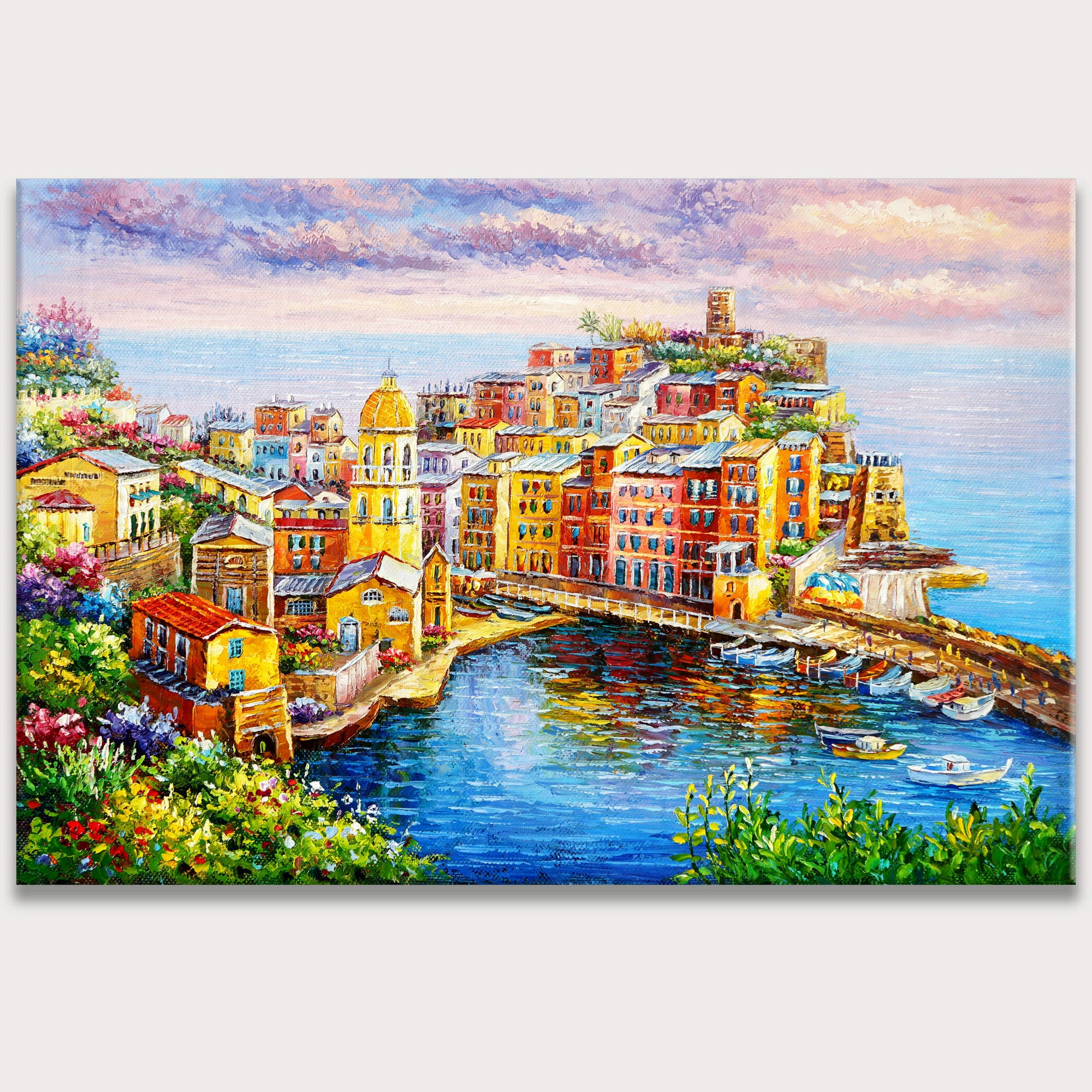 Hand painted Marina of Vernazza Cinque Terre 60x90cm