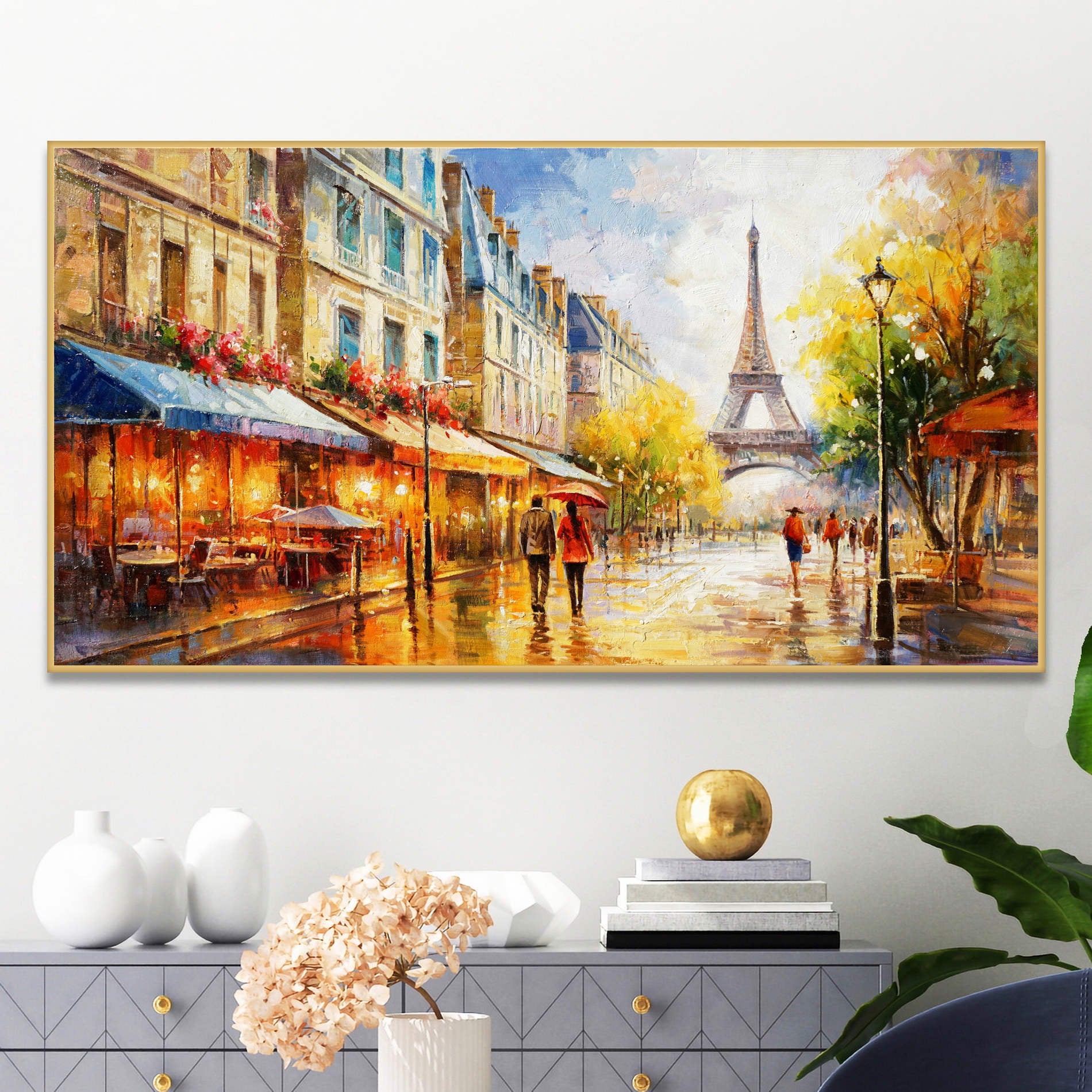 Hand painted Paris Eiffel Tower 60x120cm