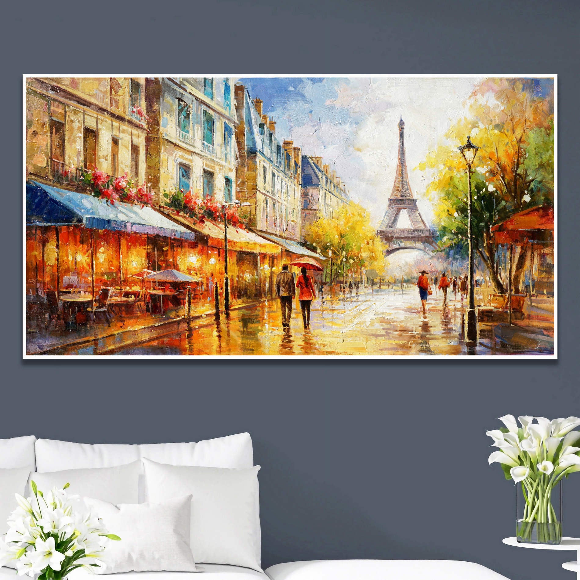 Dipinto a mano Parigi Torre Eiffel 60x120cm
