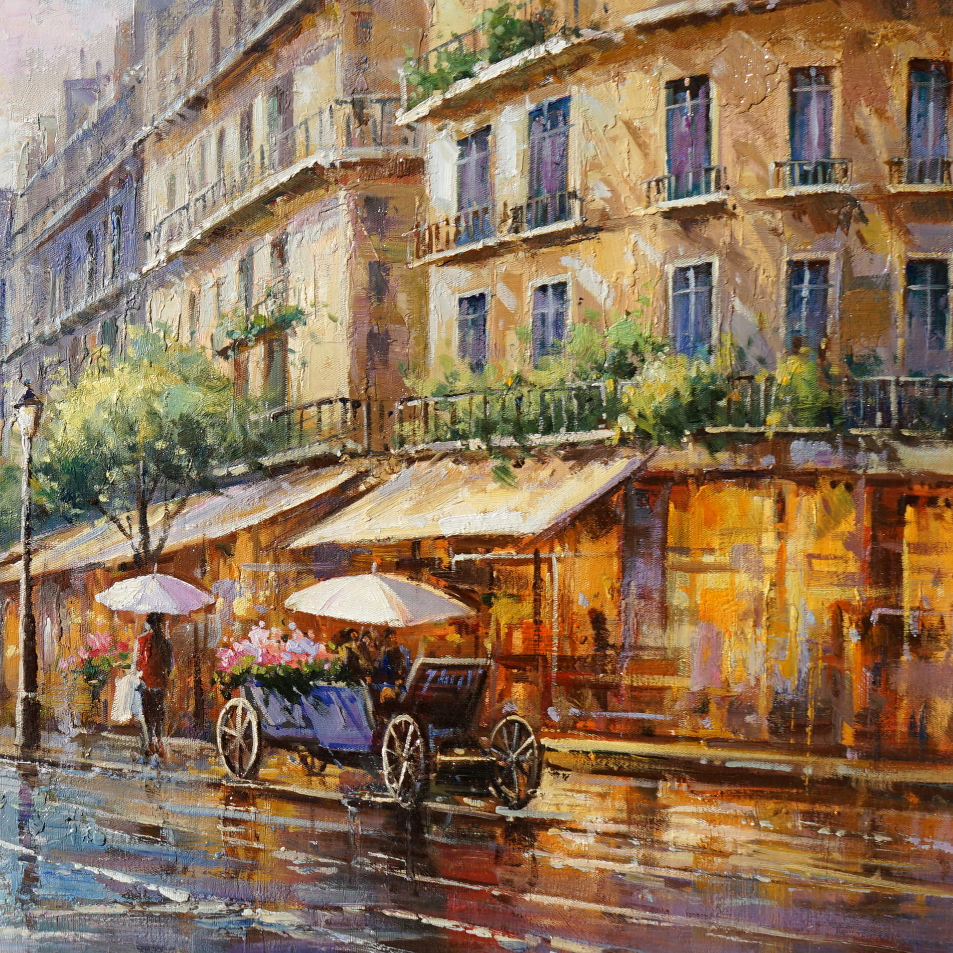 Paris peint à la main sous la pluie 60x120cm