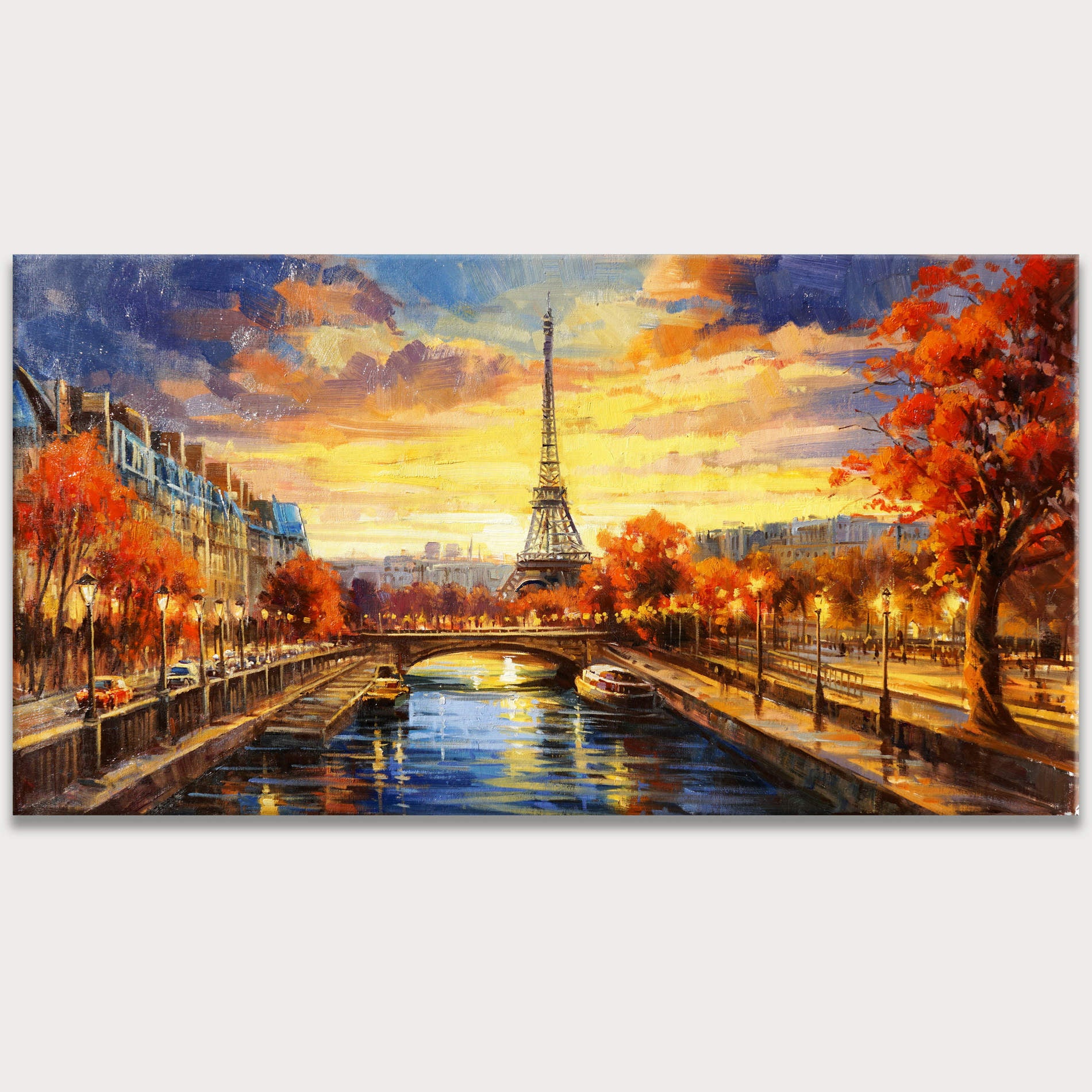 Tour Eiffel automne Paris peinte à la main 60x120cm