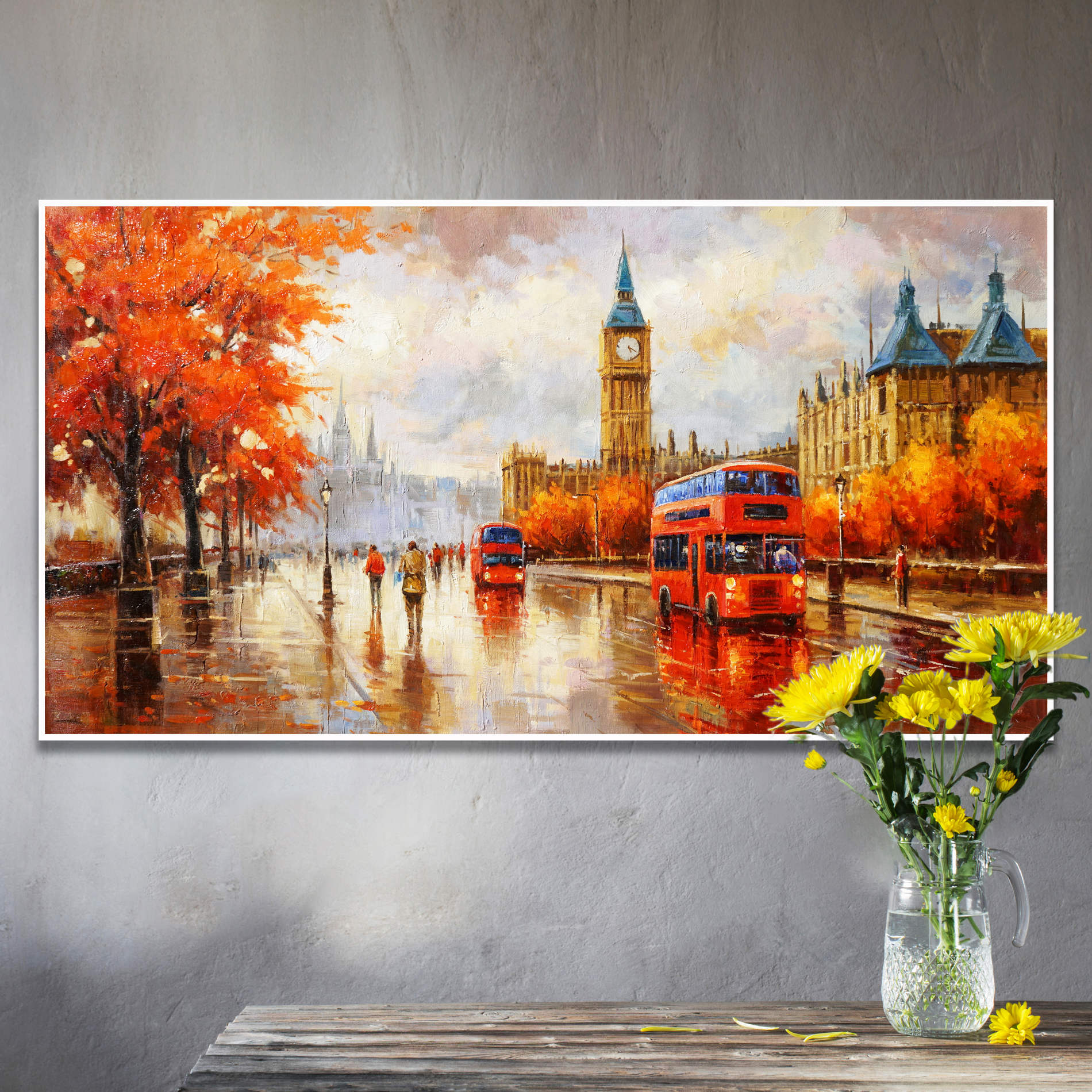 Hand painted Autumn in London Big Ben 60x120cm