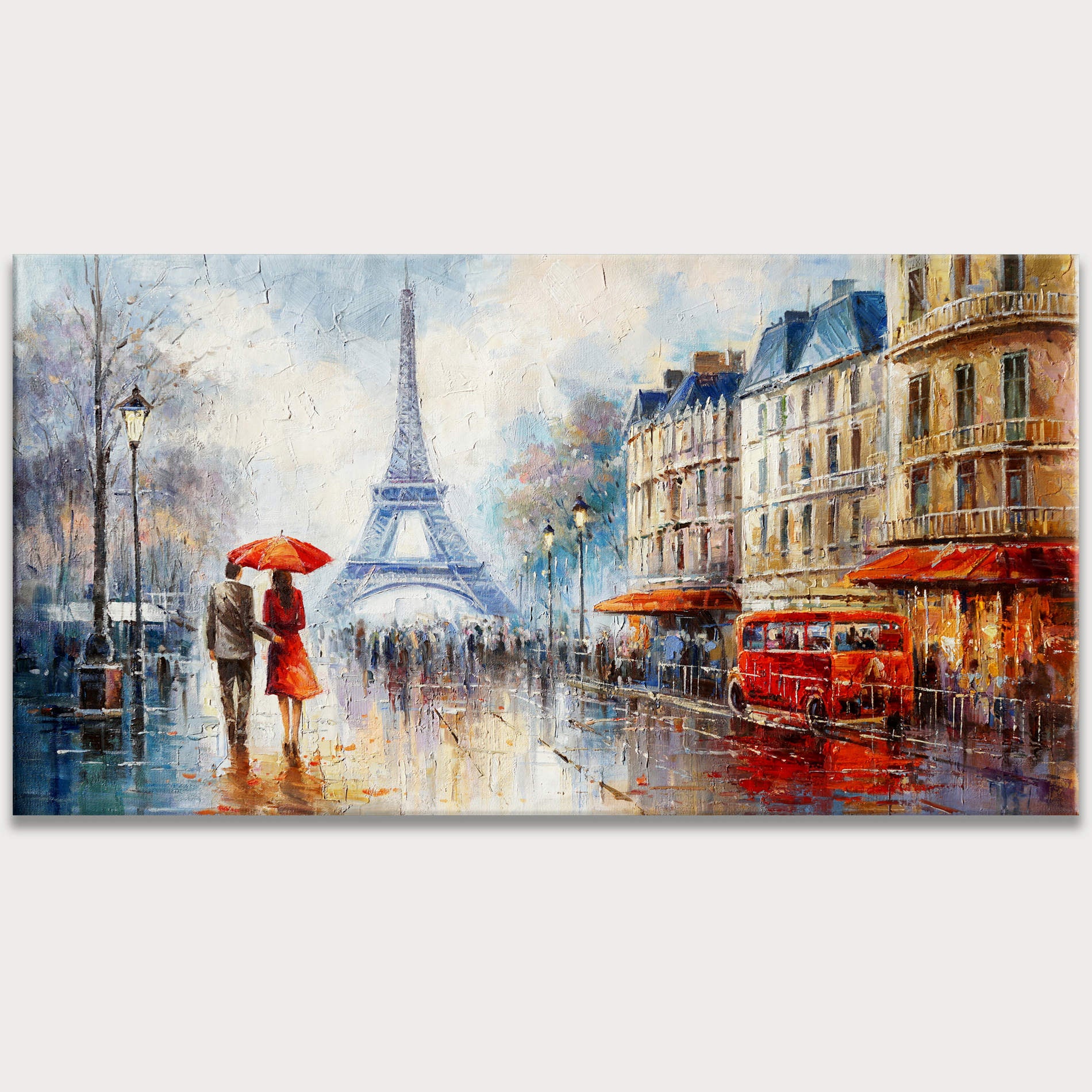 Dipinto a mano Parigi sotto la pioggia Torre Eiffel 60x120cm
