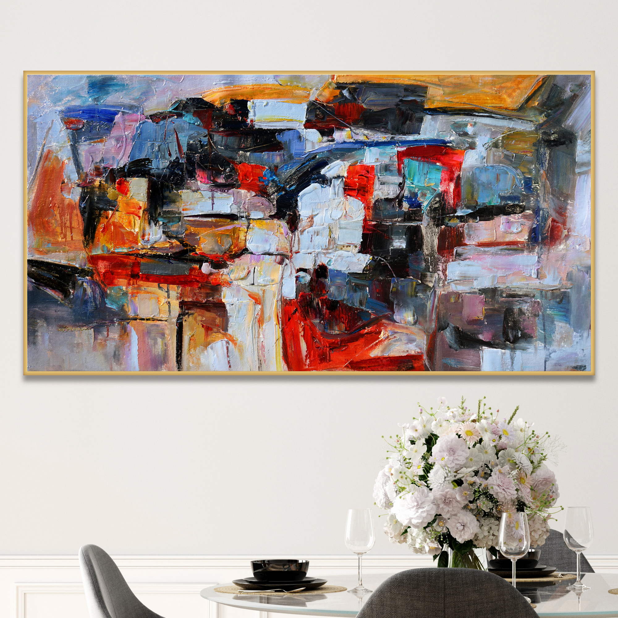 Hand painted Abstract material 60x120cm