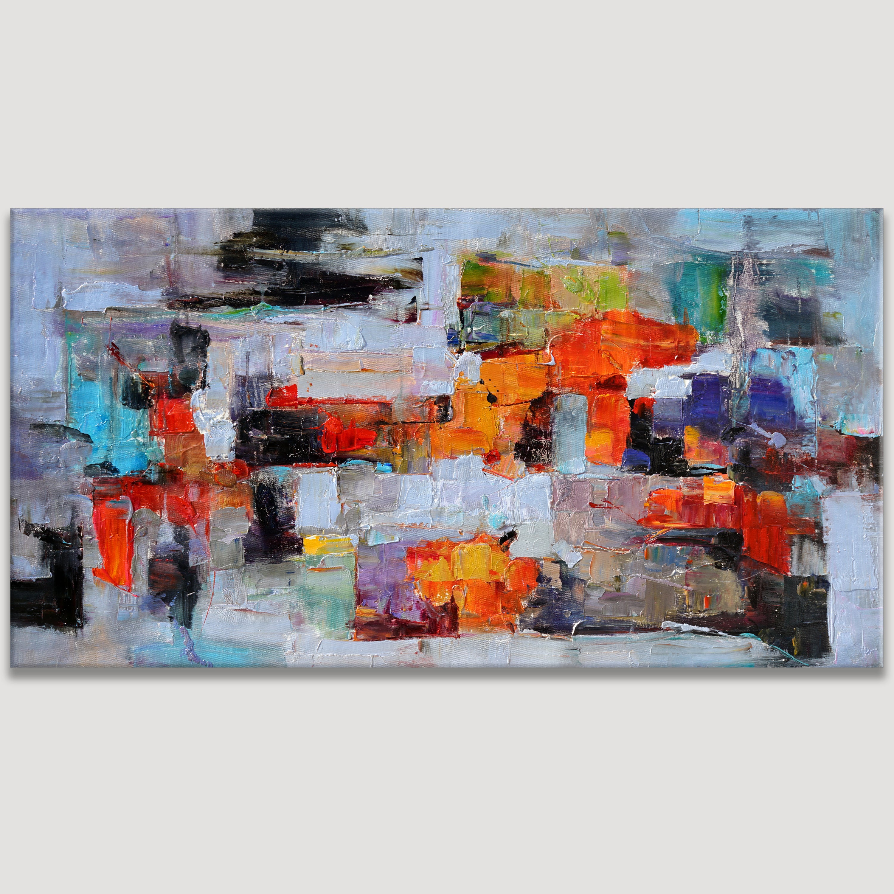 Abstrait peint à la main avec des couleurs vives 60x120cm