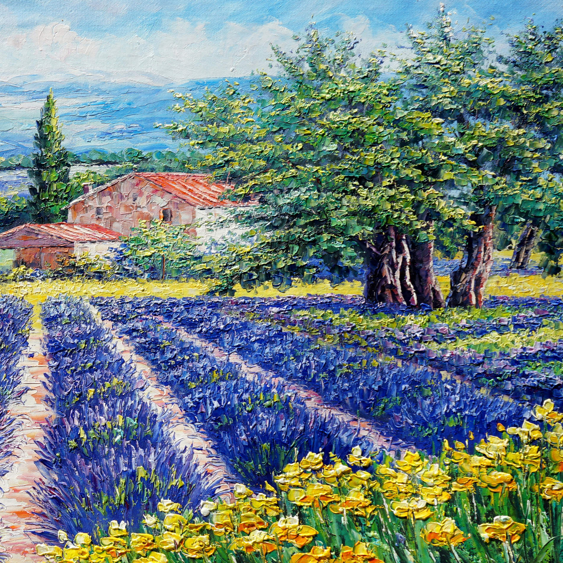 Hand painted Lavender fields 60x120cm