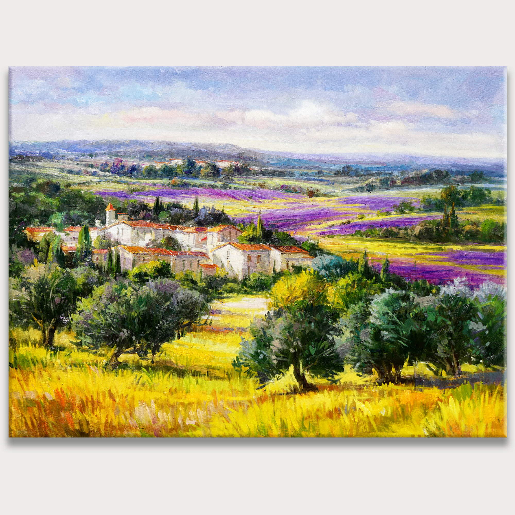 Paysage de lavande de Provence peint à la main 75x100cm