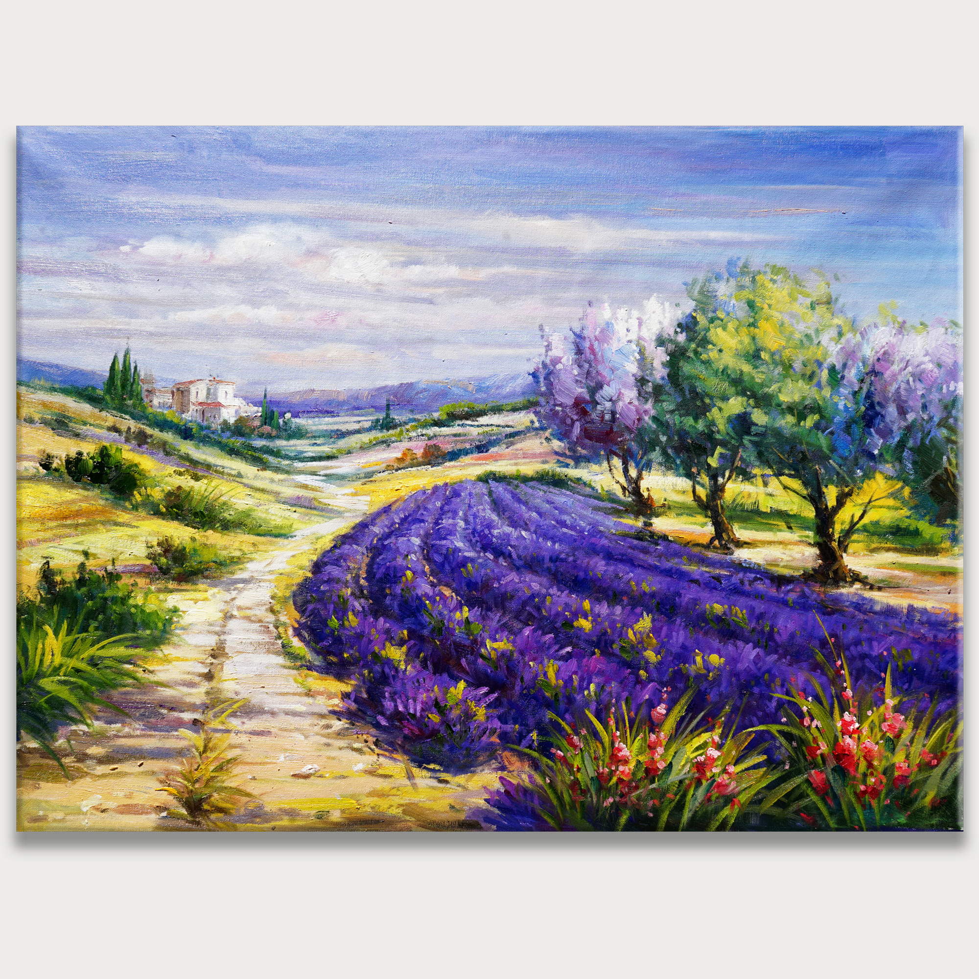 Hand painted Provence Lavender Fields 75x100cm