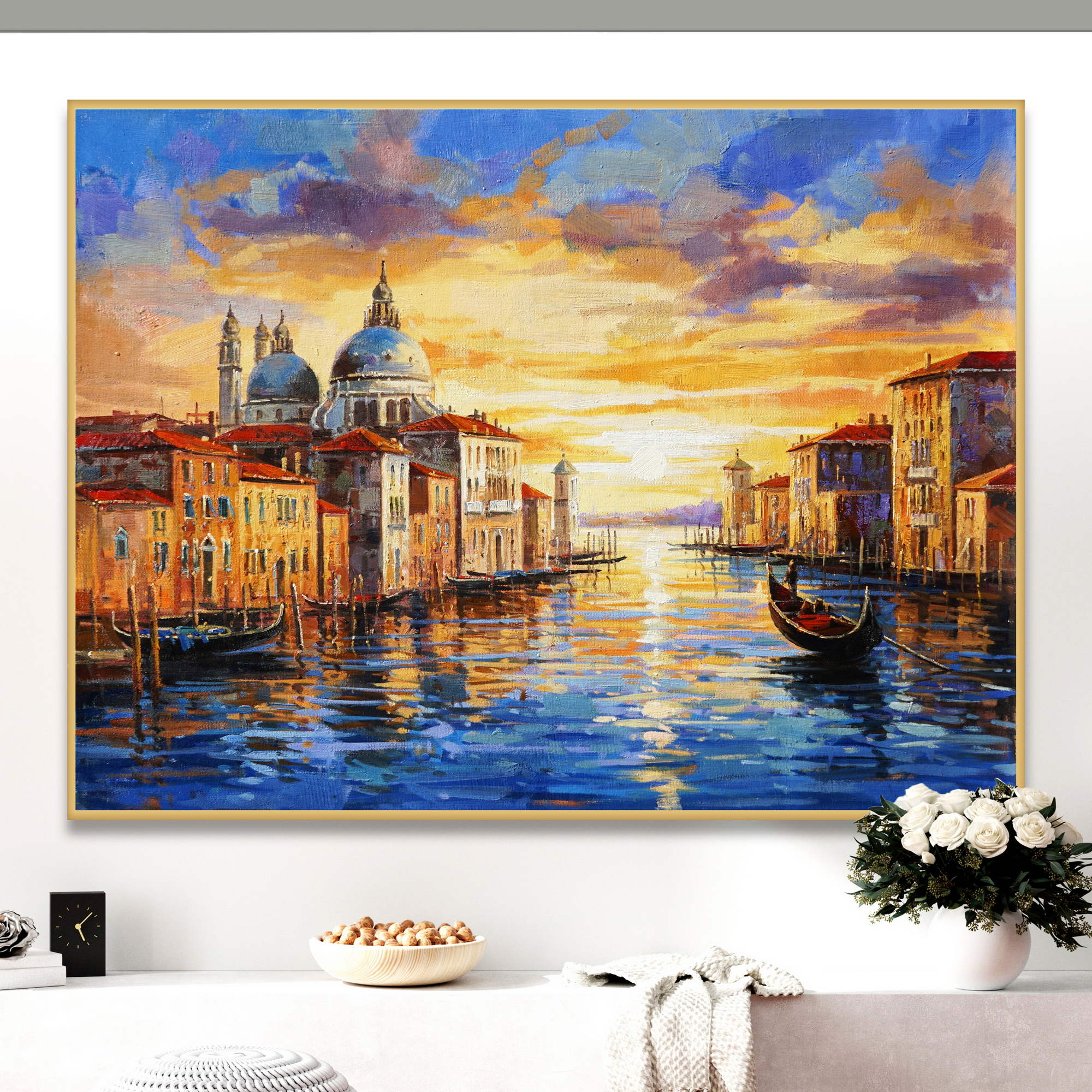 Hand painted Sunset in Venice 75x100cm