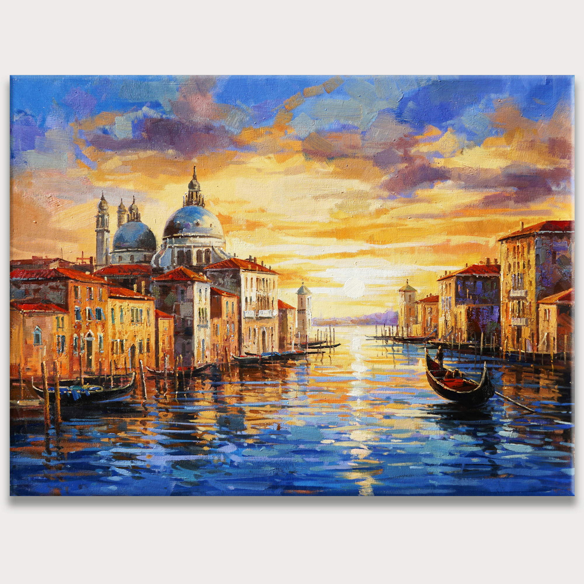 Coucher de soleil à Venise peint à la main 75x100cm