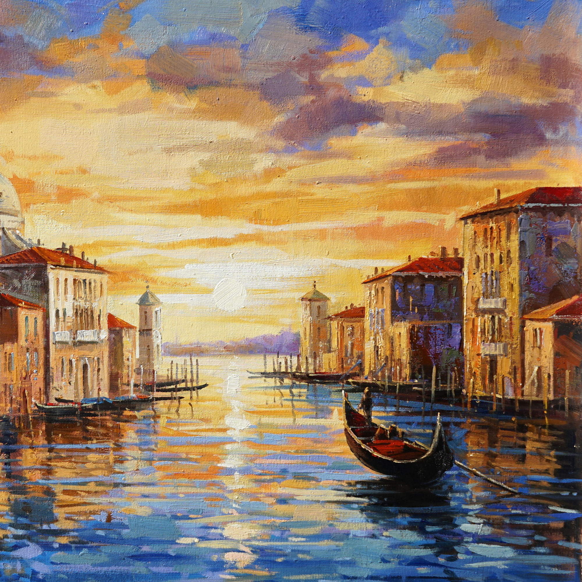 Coucher de soleil à Venise peint à la main 75x100cm