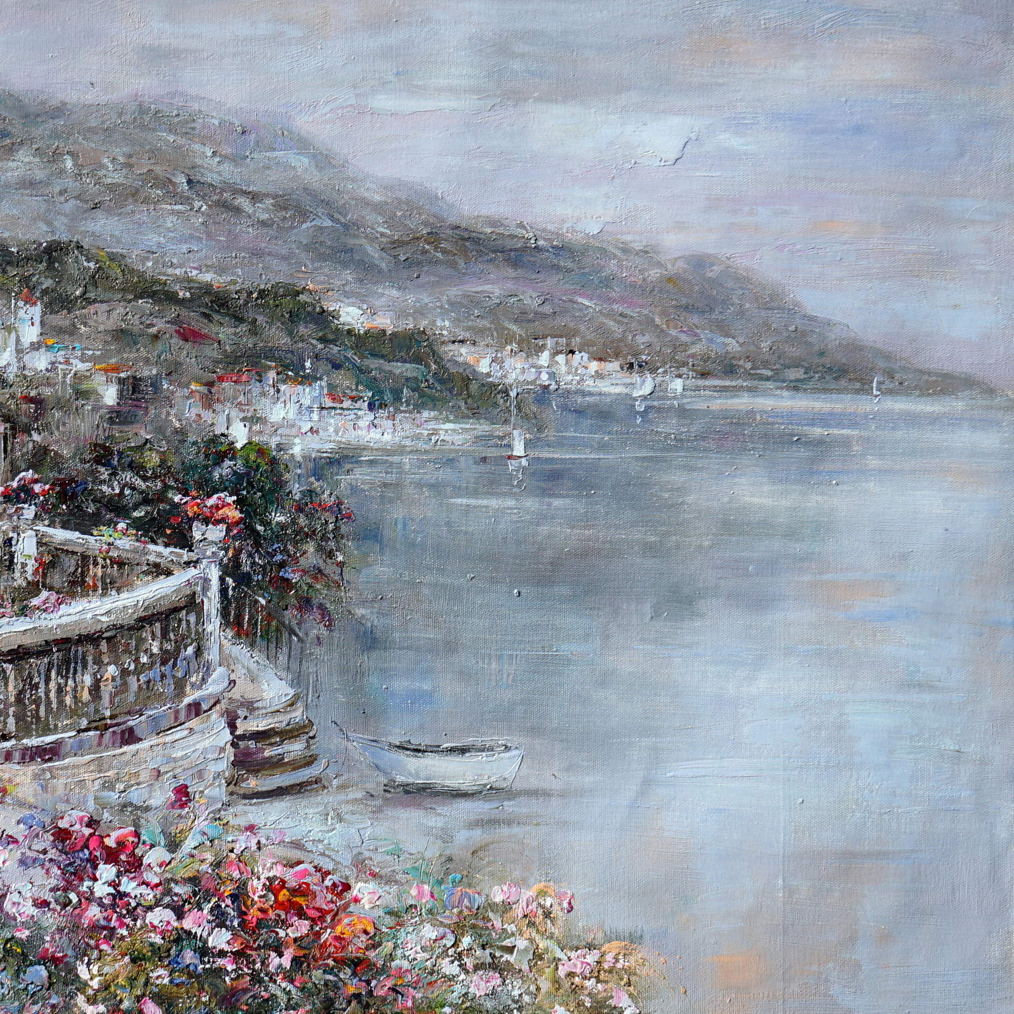 Hand painted Lake Como Bellagio 75x100cm