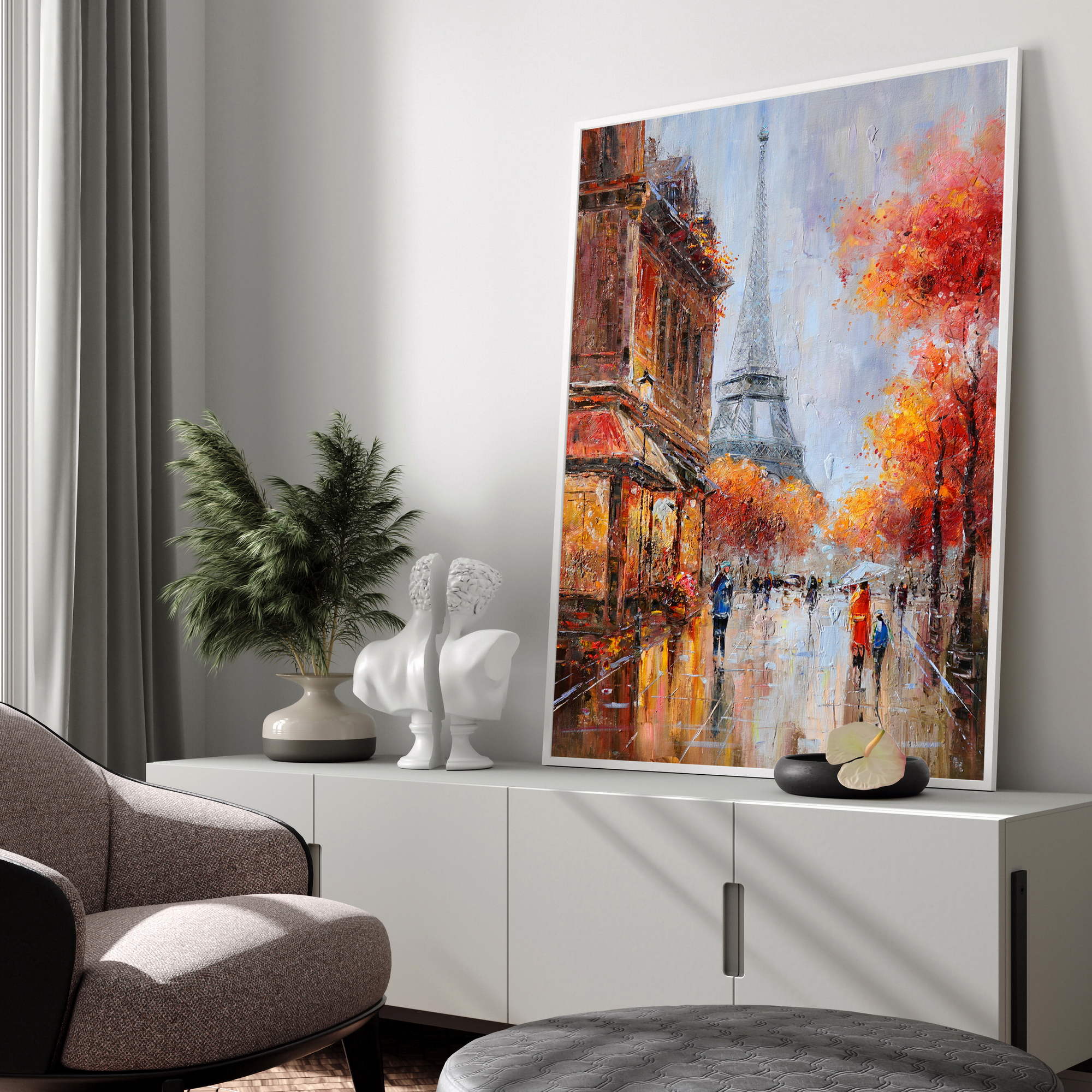 Hand painted Autumn view of the Eiffel Tower 75x100cm