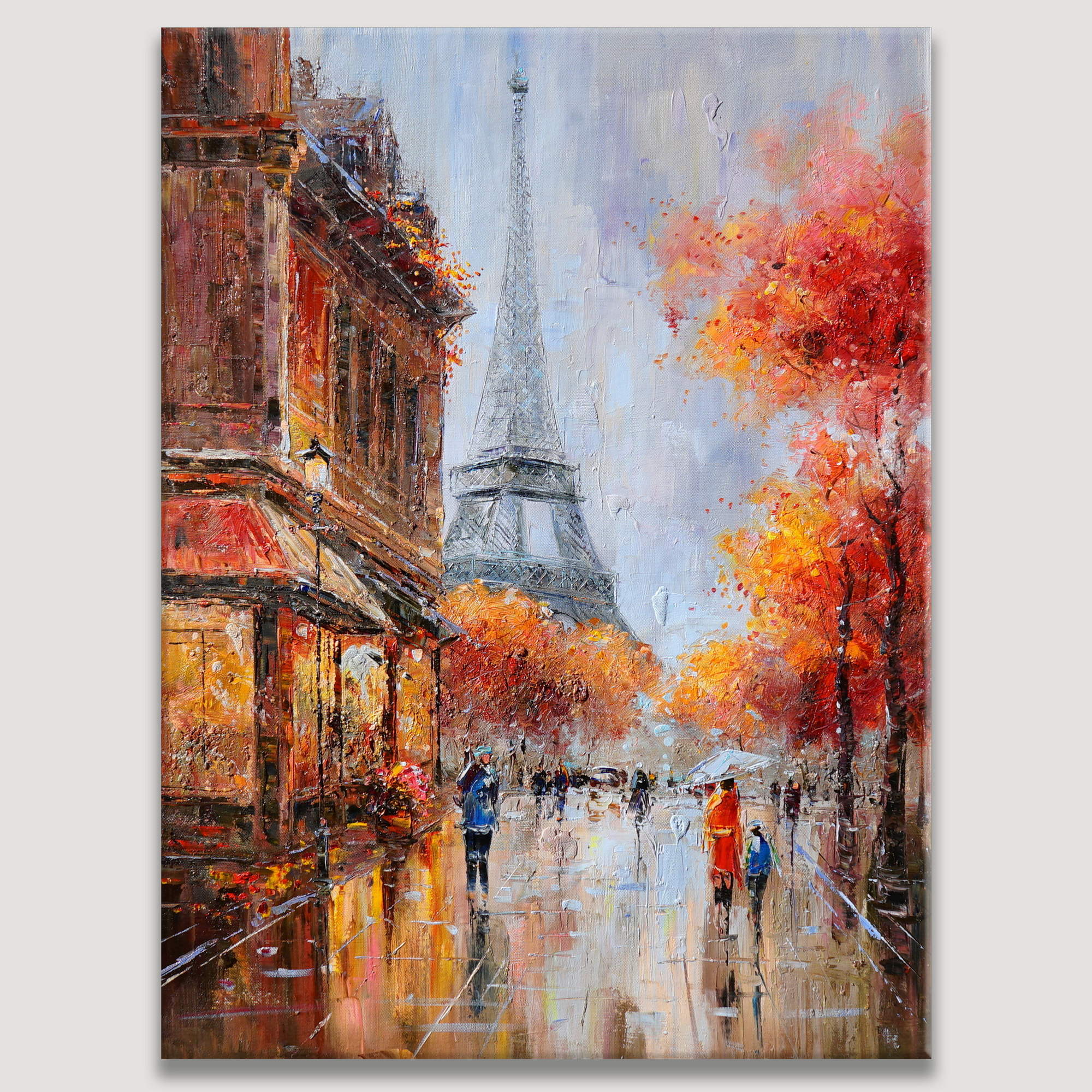 Vue d'automne de la Tour Eiffel peinte à la main 75x100cm