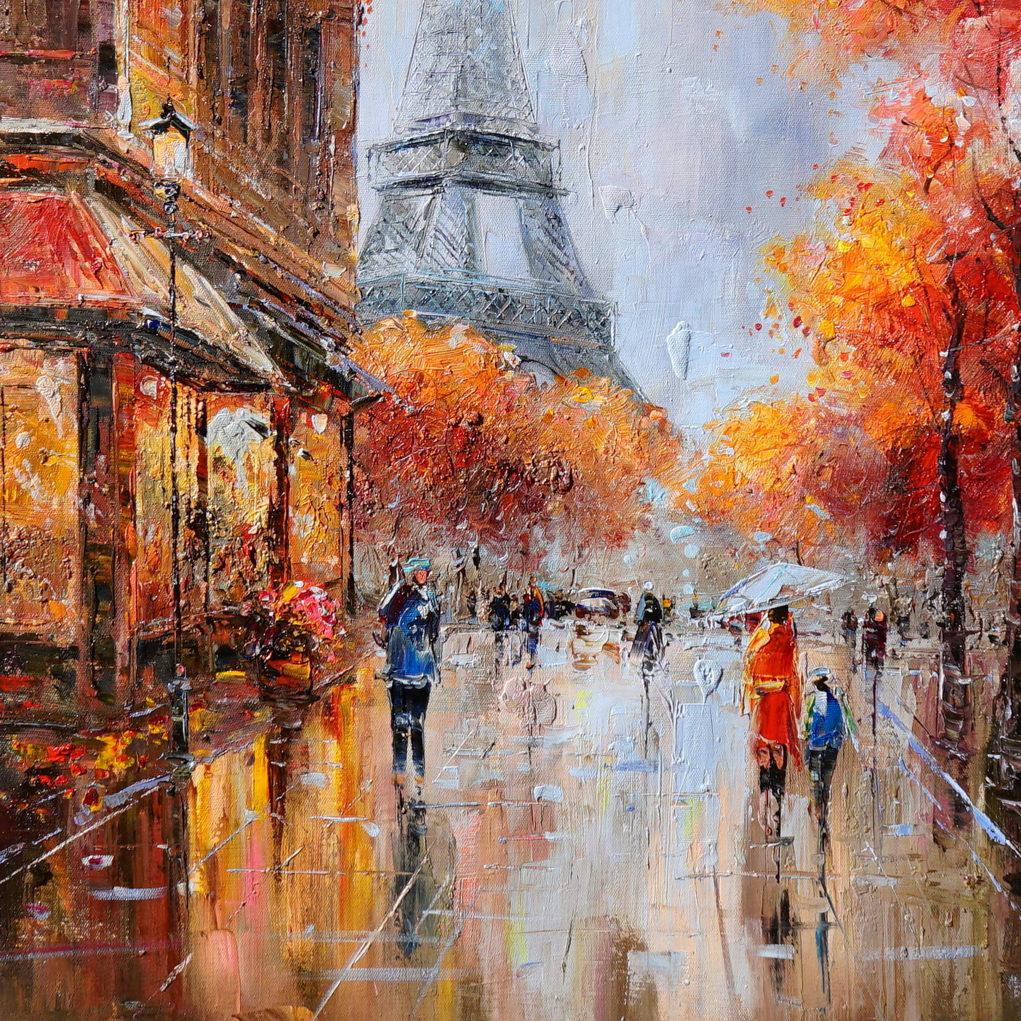 Hand painted Autumn view of the Eiffel Tower 75x100cm