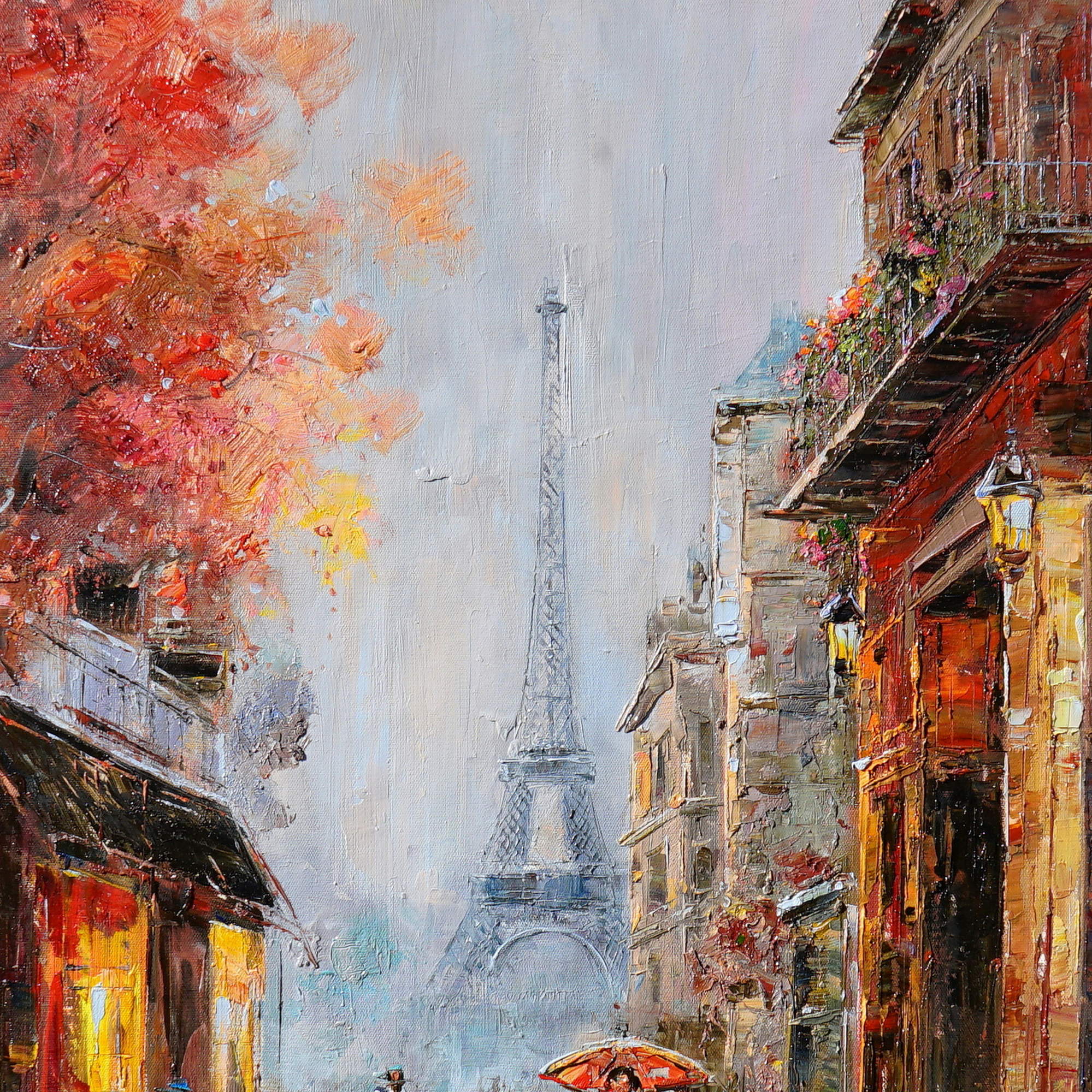 Dipinto a mano Giorno piovoso a Parigi 75x100cm