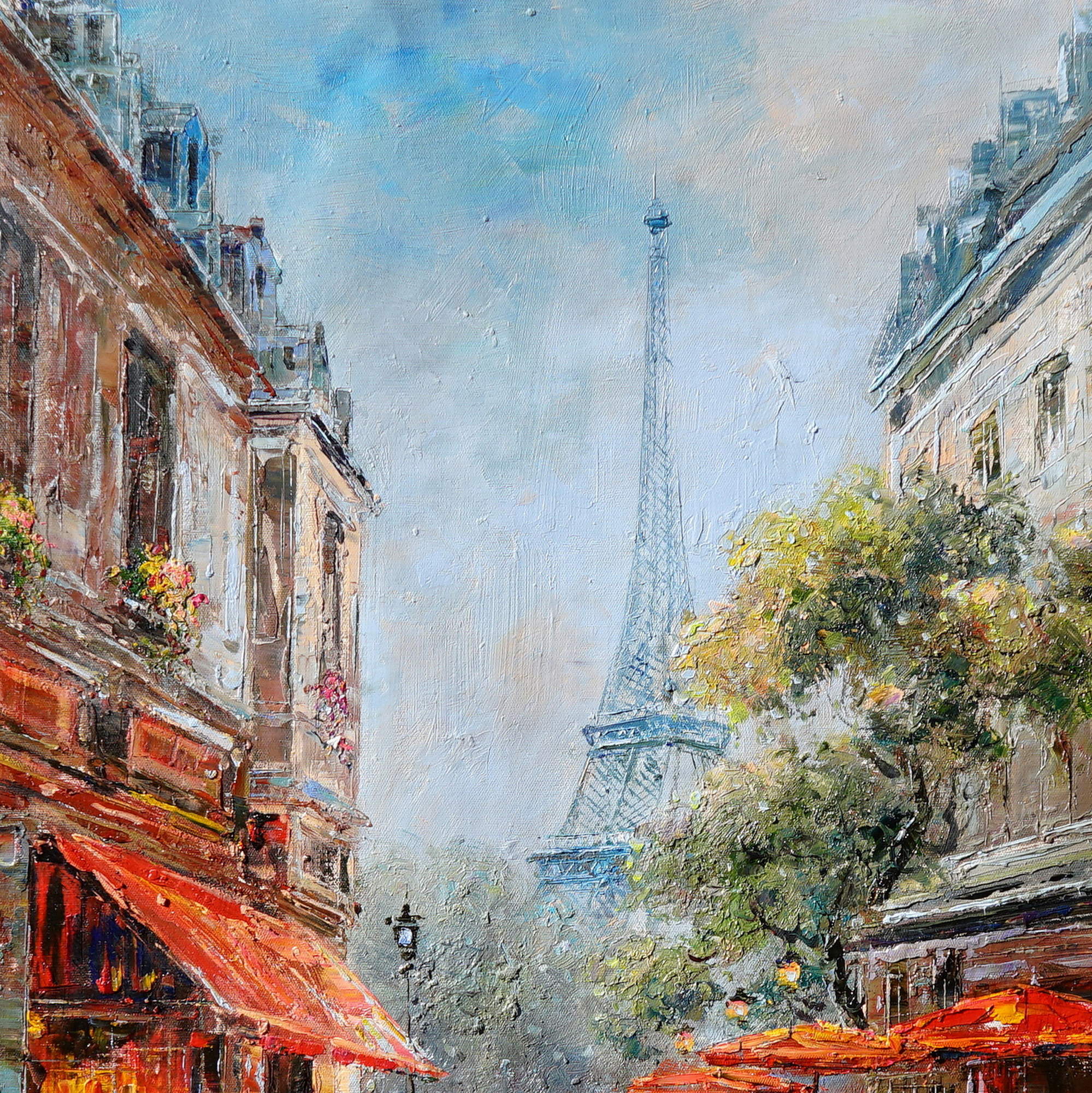 Hand painted Paris Eiffel Tower 75x100cm