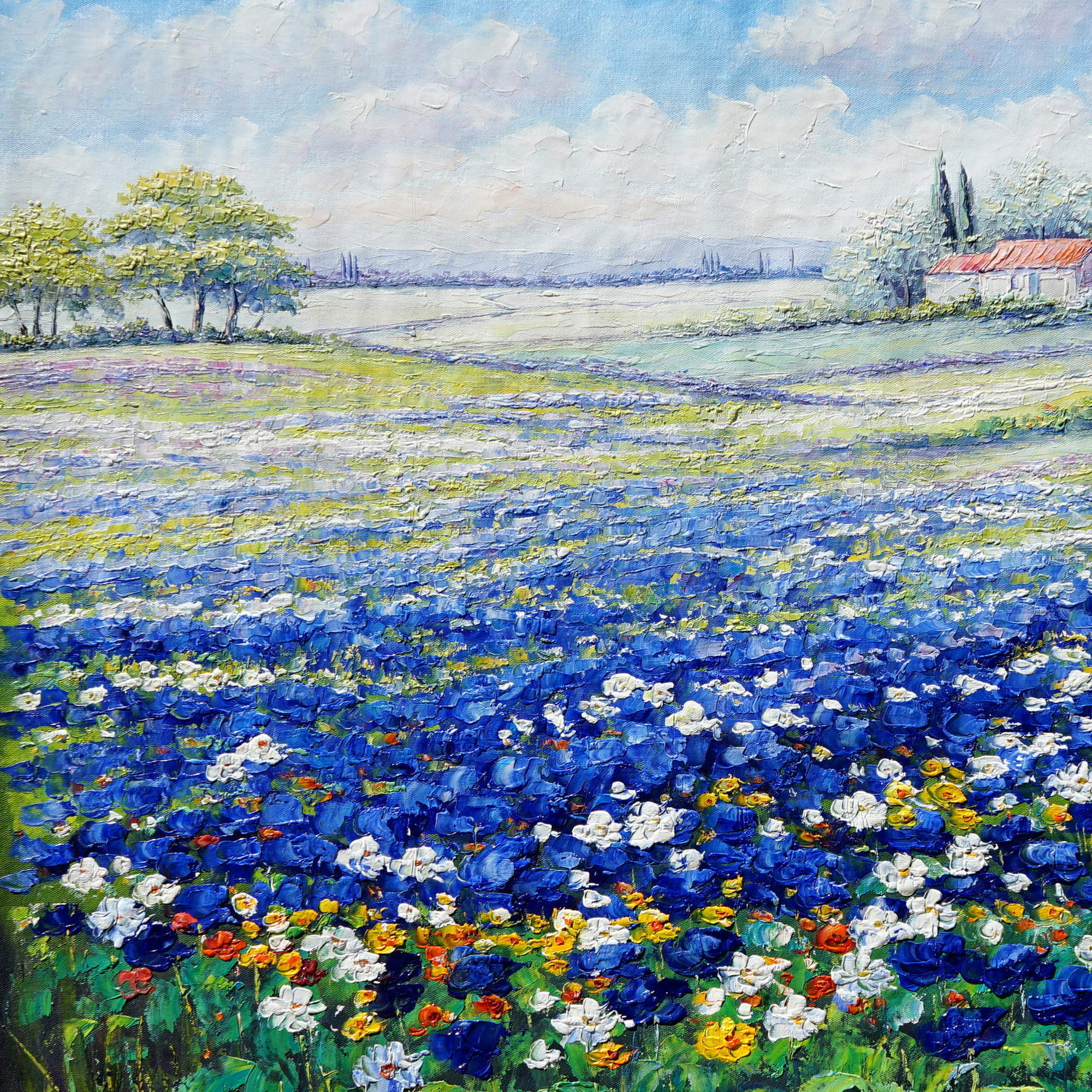 Hand painted Field of Flowers 75x100cm