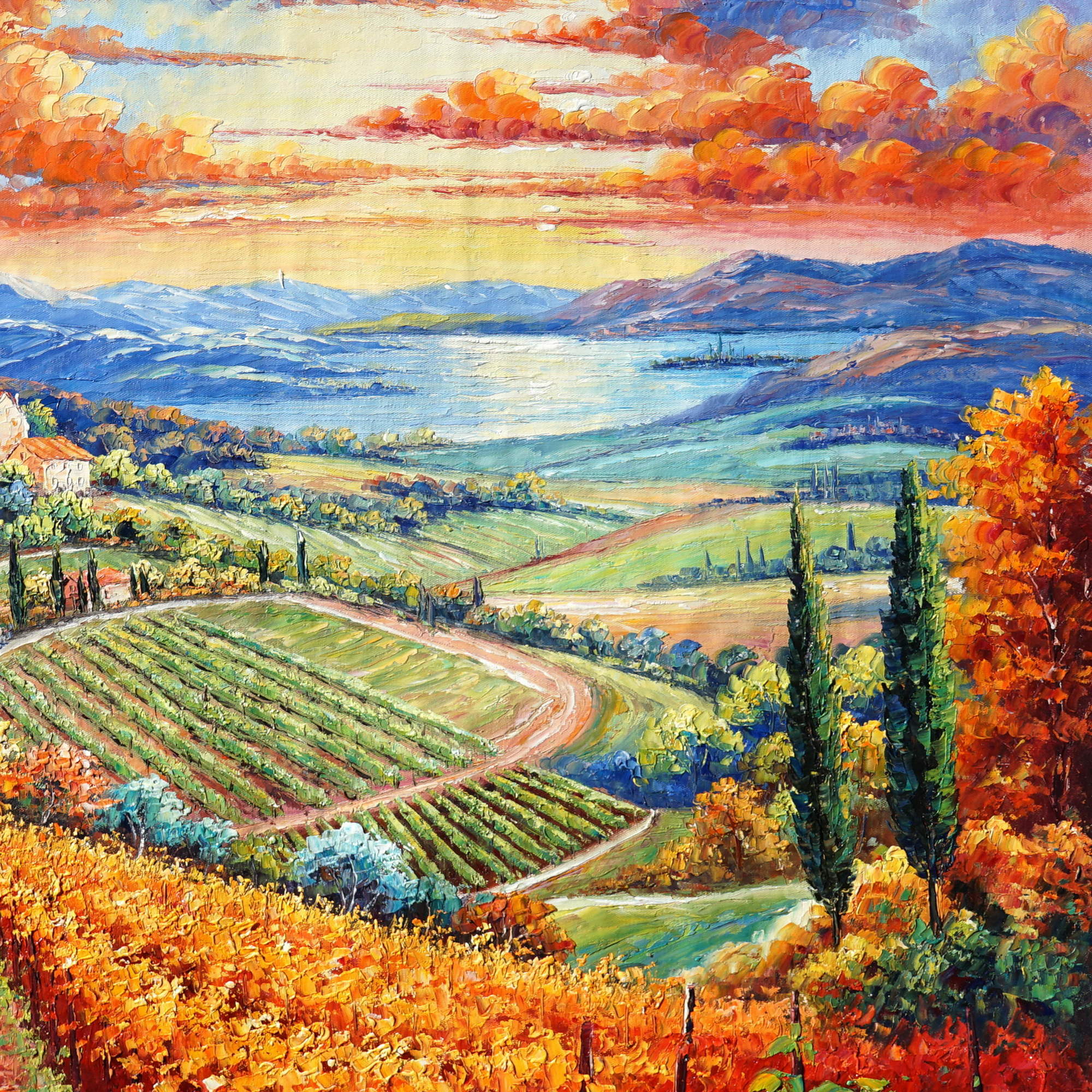 Paysage toscan peint à la main 75x100cm