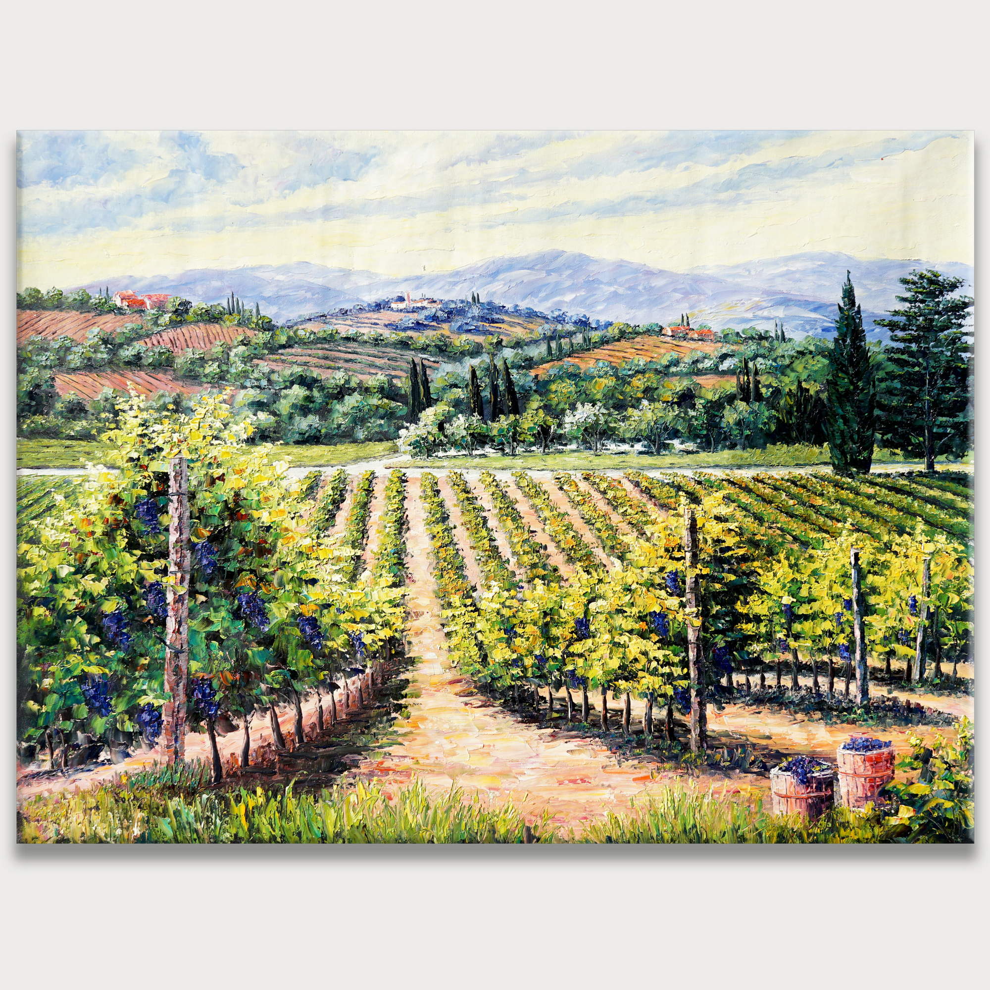 Hand painted Tuscany Vineyard 75x100cm