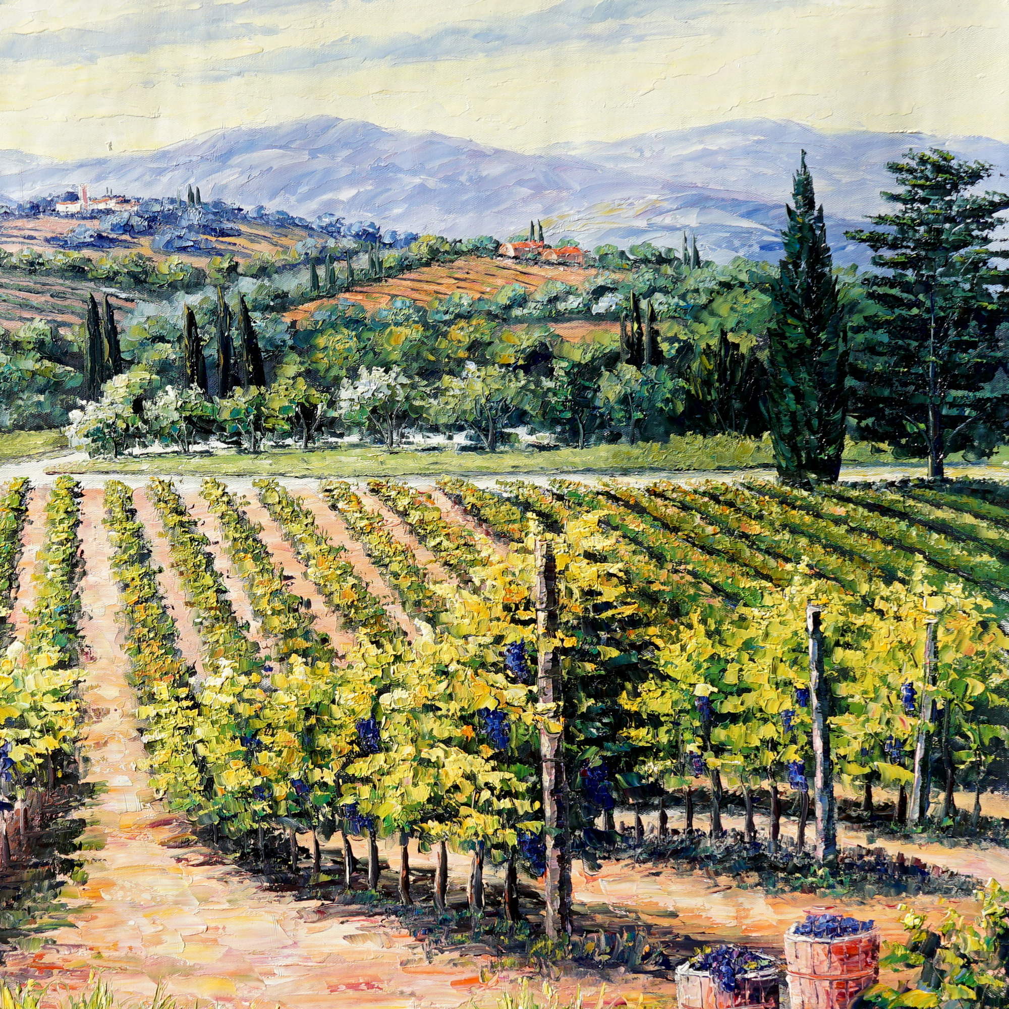 Hand painted Tuscany Vineyard 75x100cm