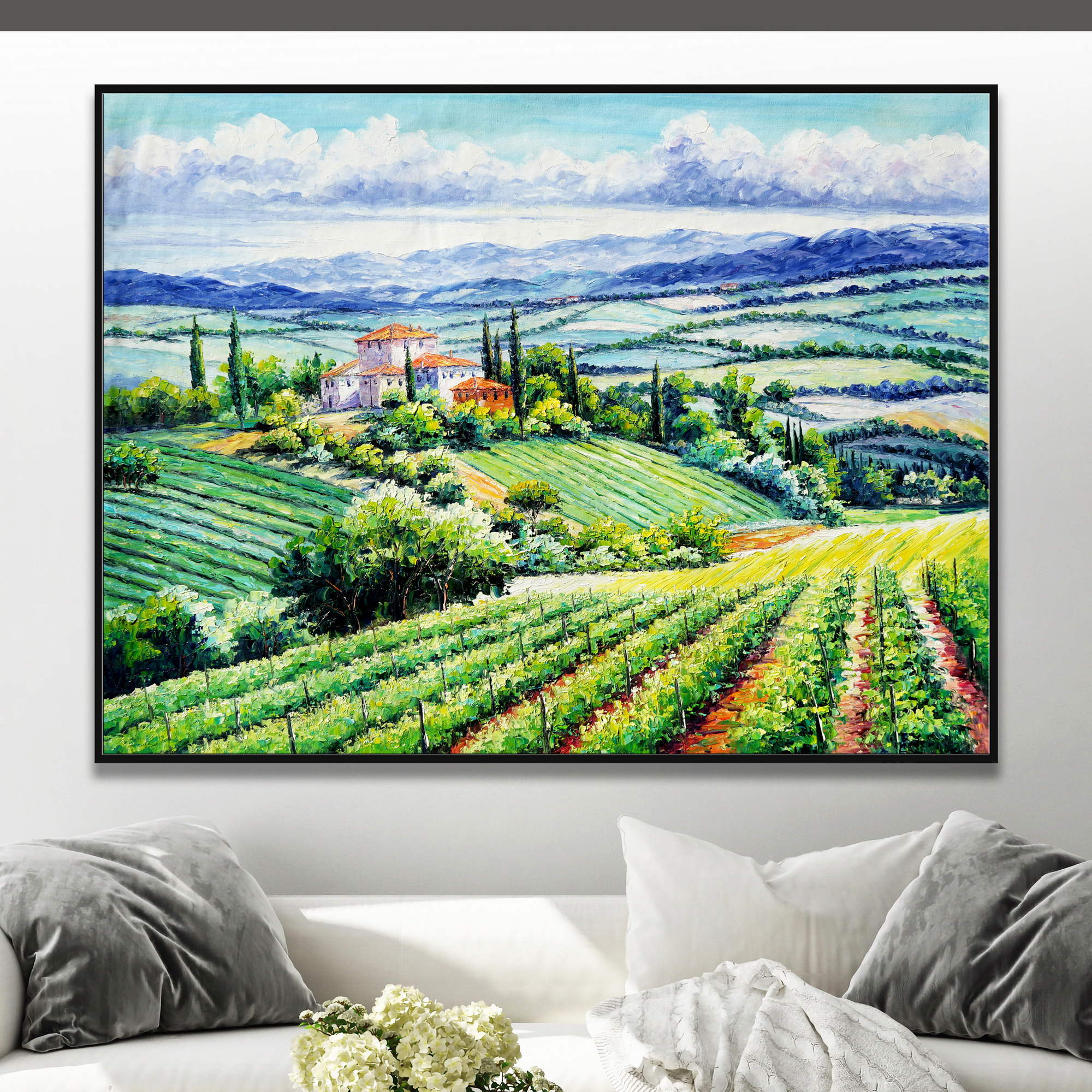 Paysage toscan peint à la main 75x100cm
