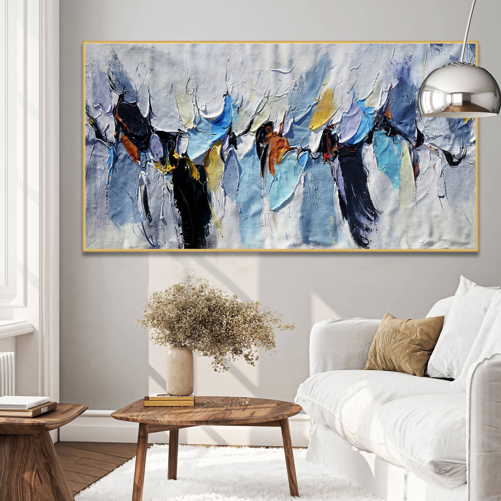 Hand painted Abstract movement Material 75x150cm