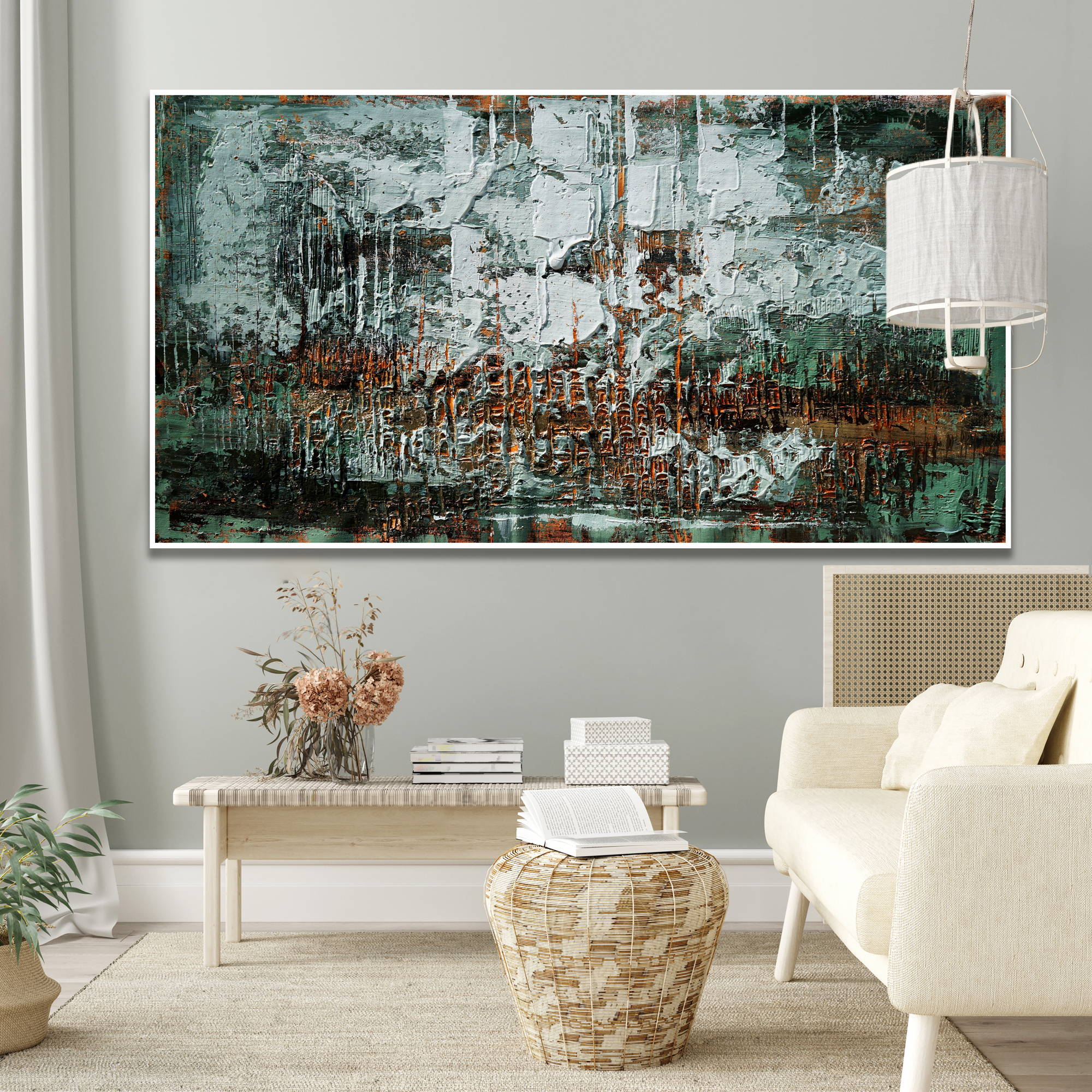 Hand painted Abstract material 75x150cm