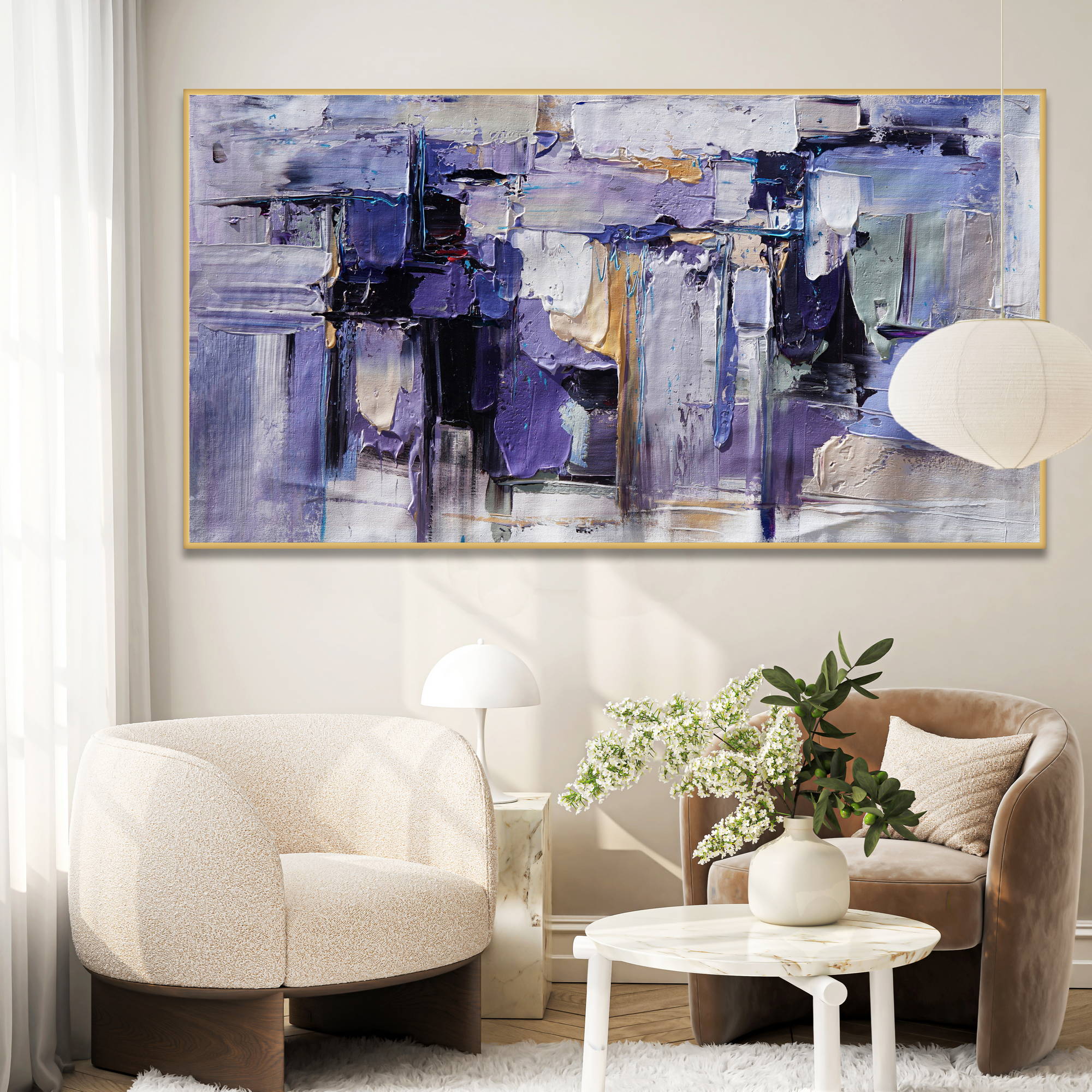 Hand painted Abstract Composition 75x150cm