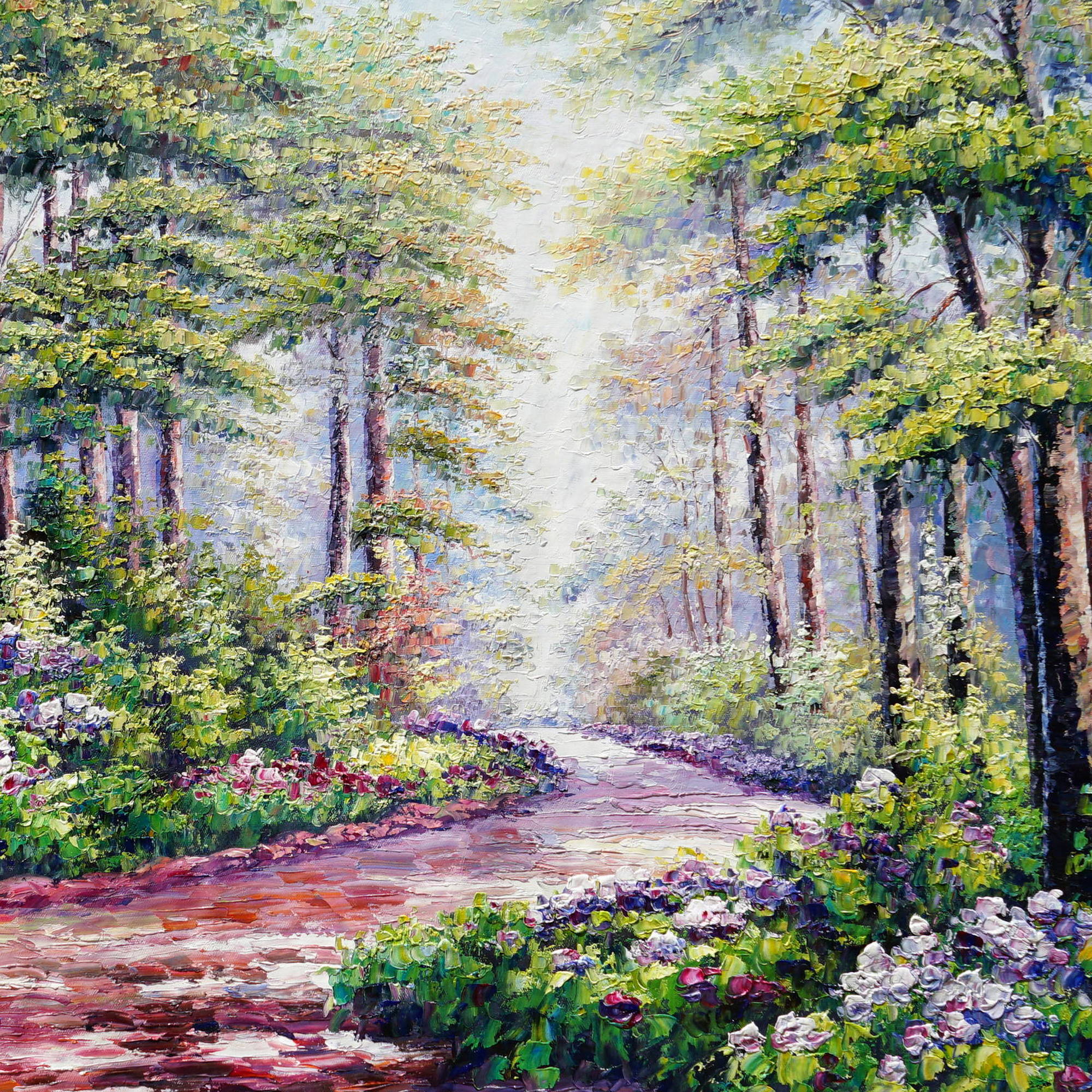 Forêt Enchantée Nature peinte à la main 80x120cm