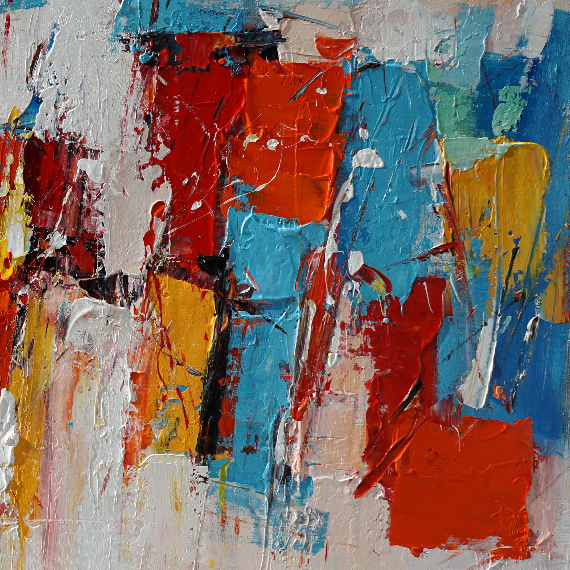 Hand painted Abstract play of colors 90x180cm