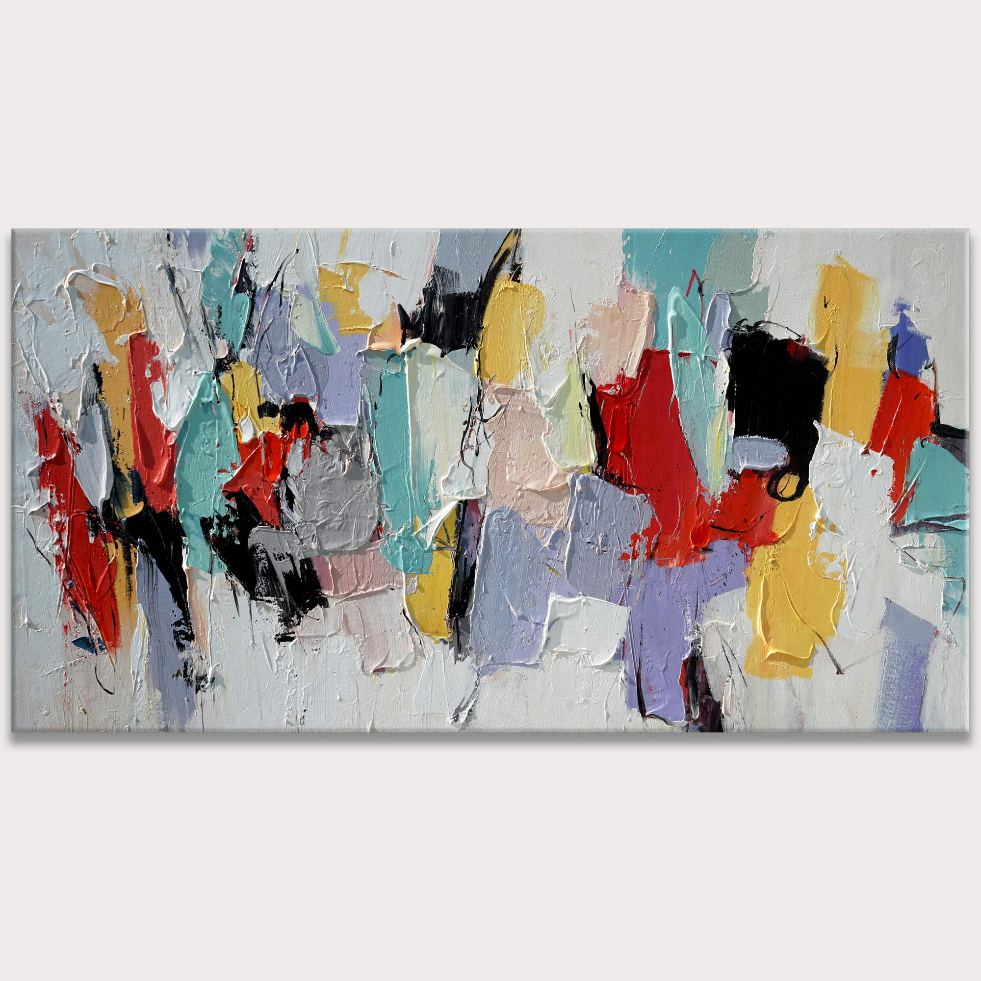 Jeu de couleurs abstrait peint à la main 90x180cm