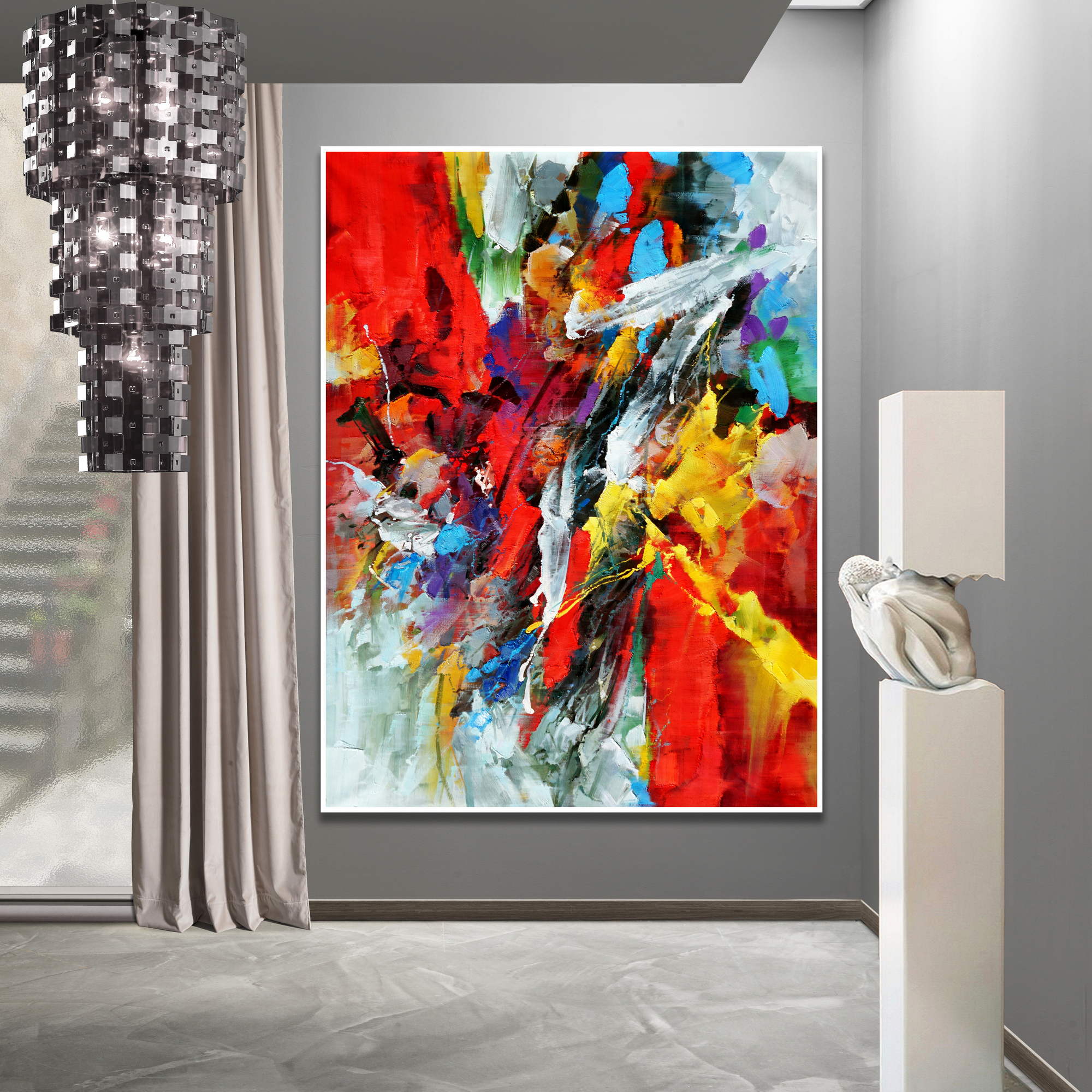 Hand painted Abstract Bright colors 150x200cm