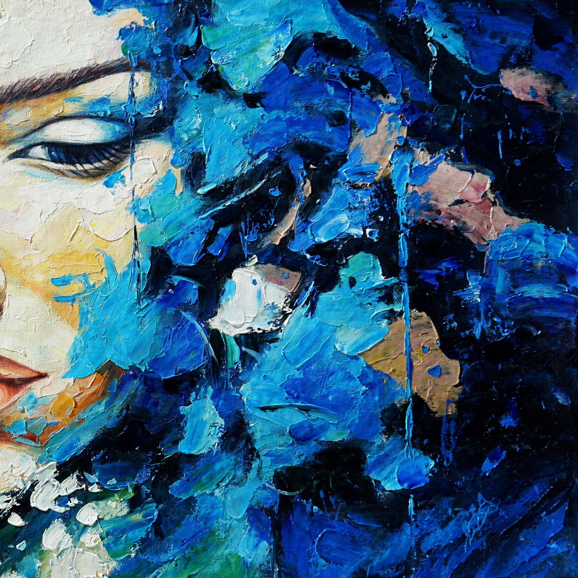 Hand painted Abstract of a female face 60x120cm