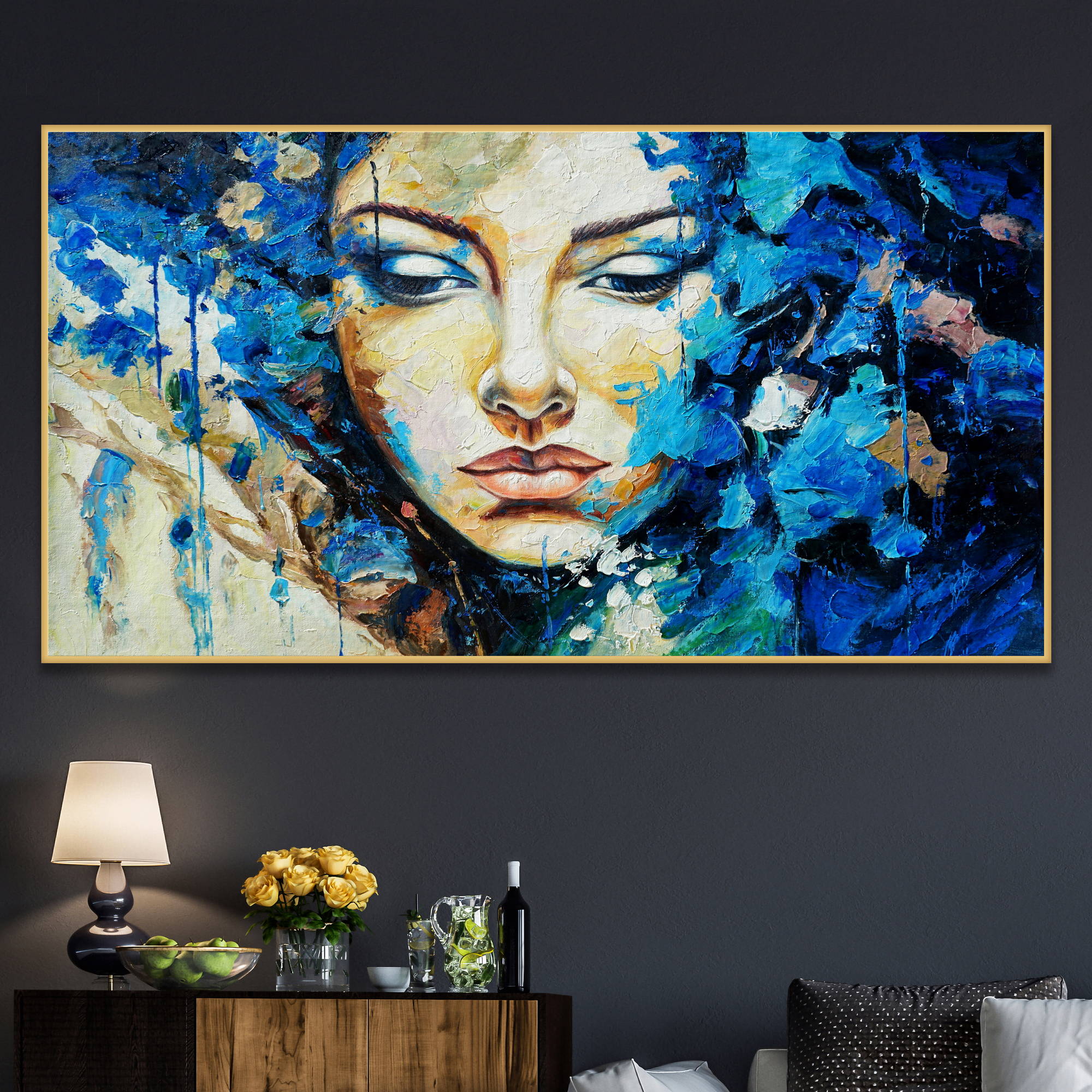 Hand painted Abstract of a female face 60x120cm