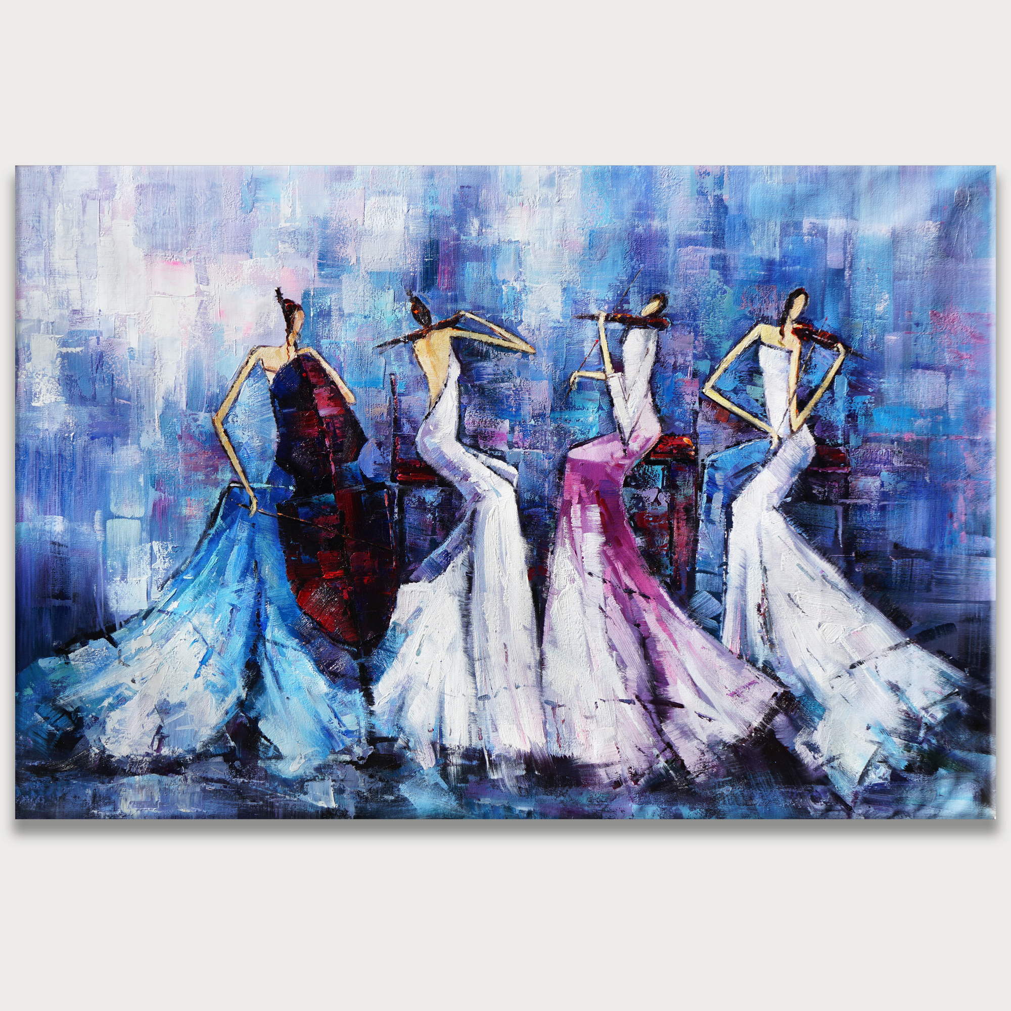 Hand painted Abstract Musicians in elegant clothes 100x150cm