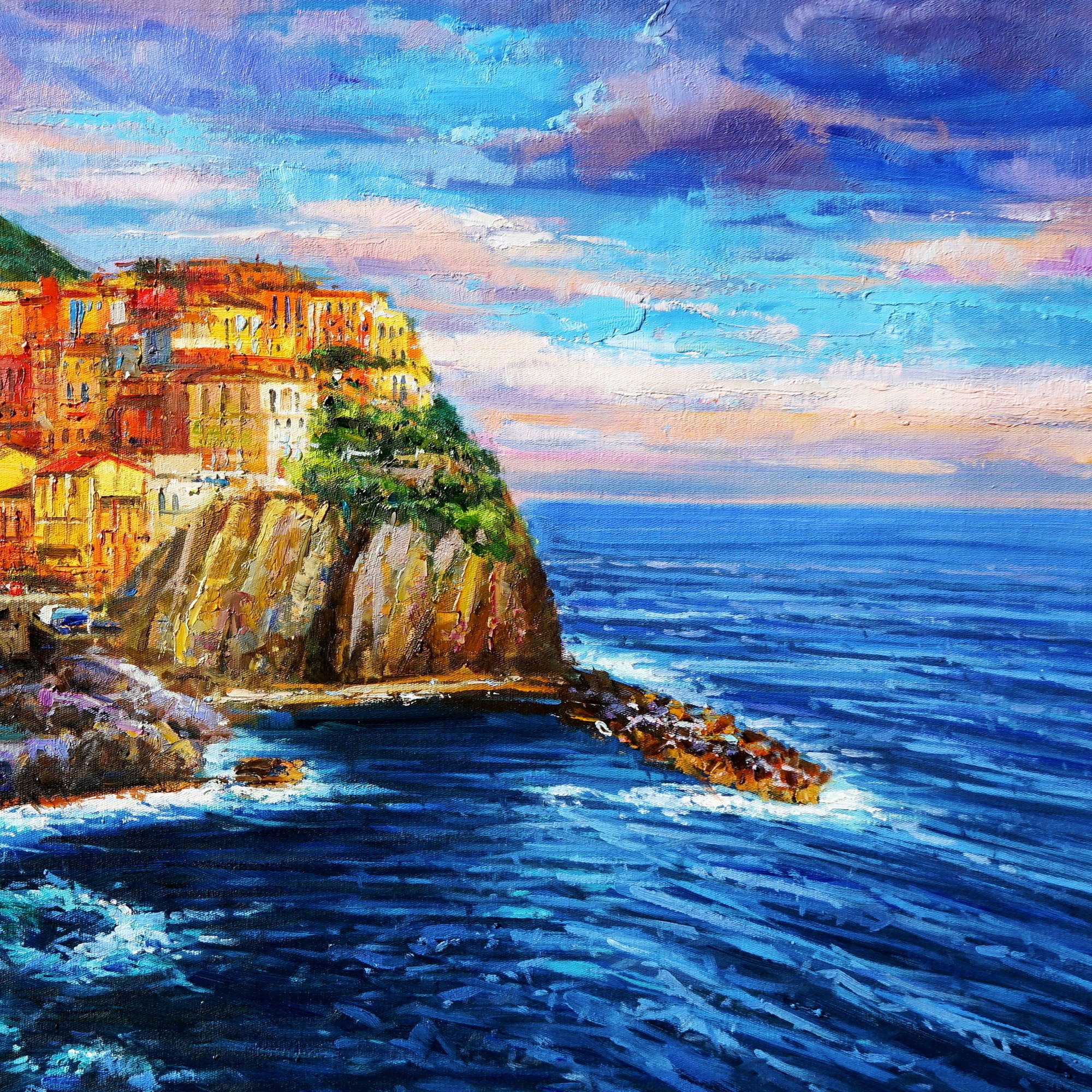Hand painted Cinque Terre Manarola 75x115cm