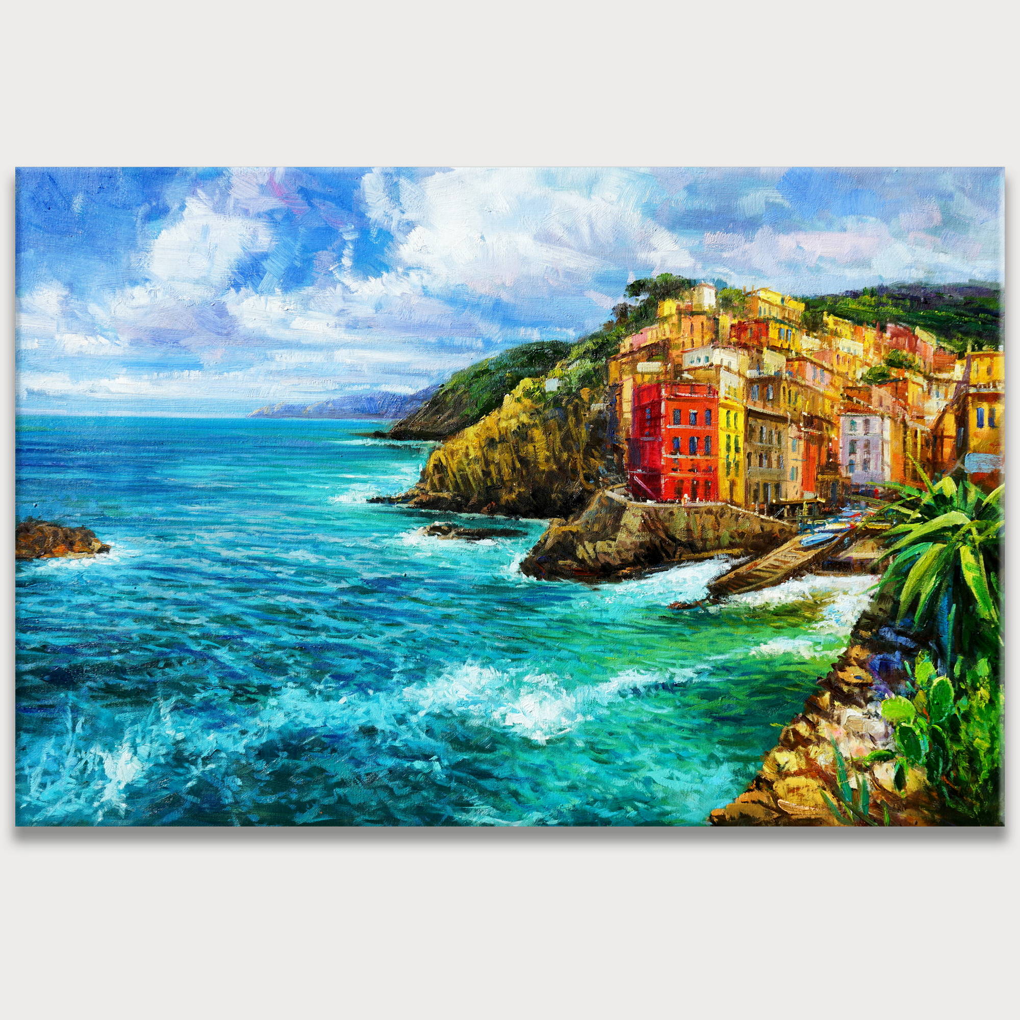 Dipinto a mano Cinque Terre Riomaggiore75x115cm
