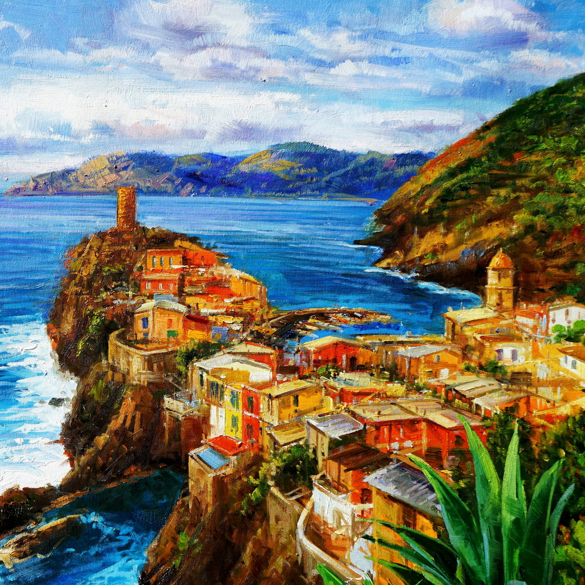 Cinque Terre Vernazza peinte à la main 75x115cm