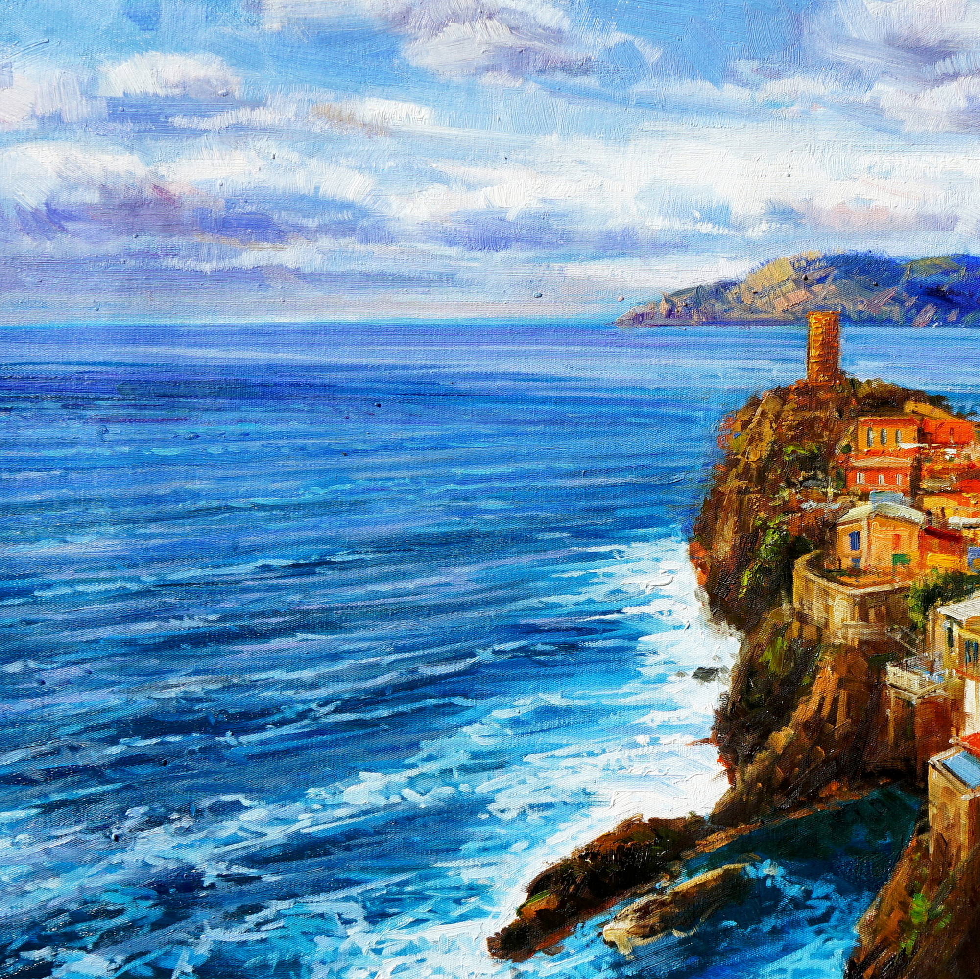 Dipinto a mano Cinque Terre Vernazza 75x115cm
