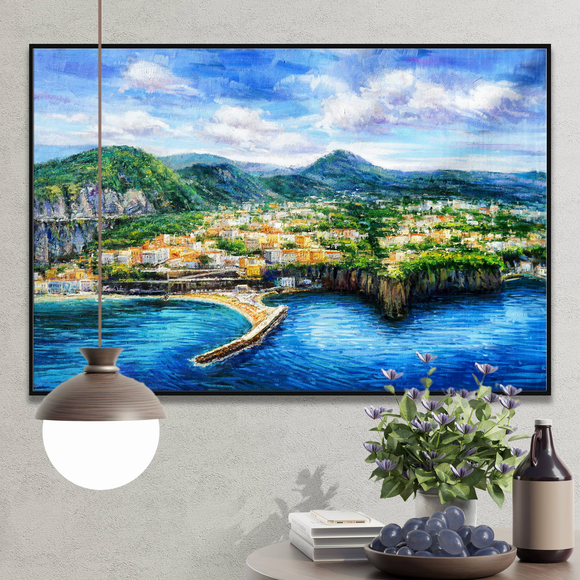Hand painted Gulf of Sorrento 75x115cm
