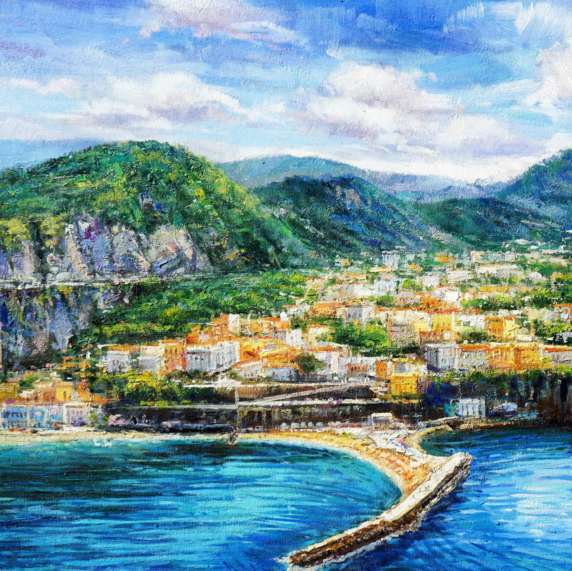 Hand painted Gulf of Sorrento 75x115cm