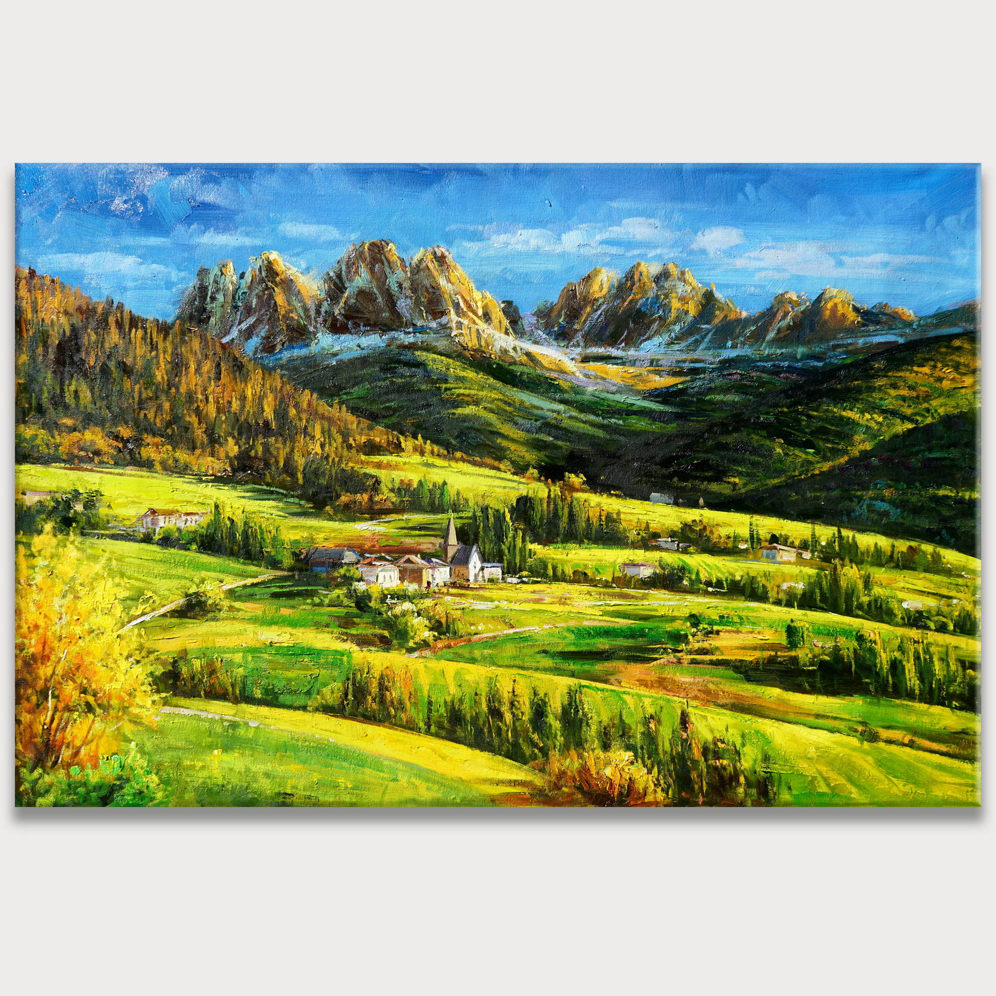 Paysage des Dolomites peint à la main 75x115cm