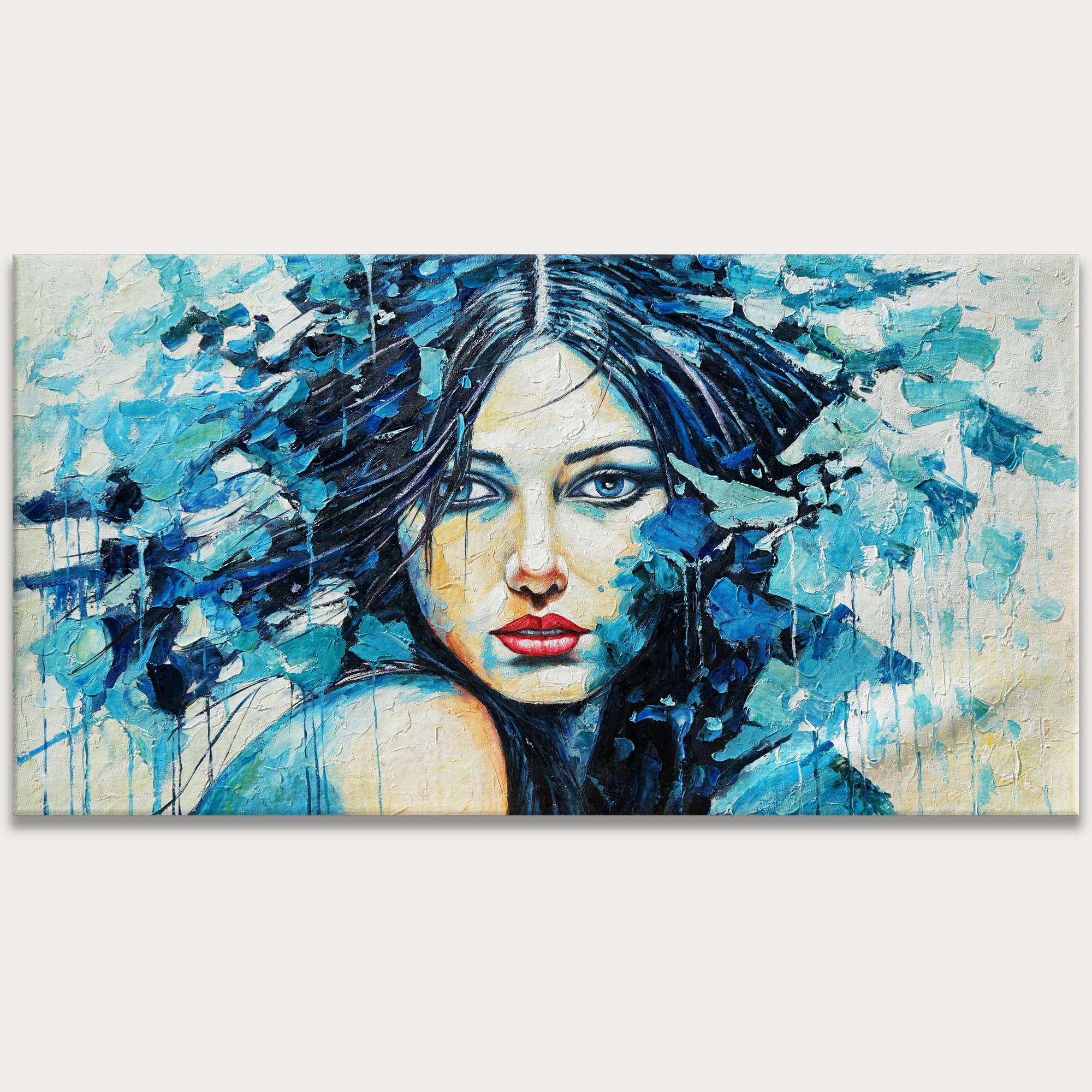 Hand painted Abstract portrait of a woman 60x120cm