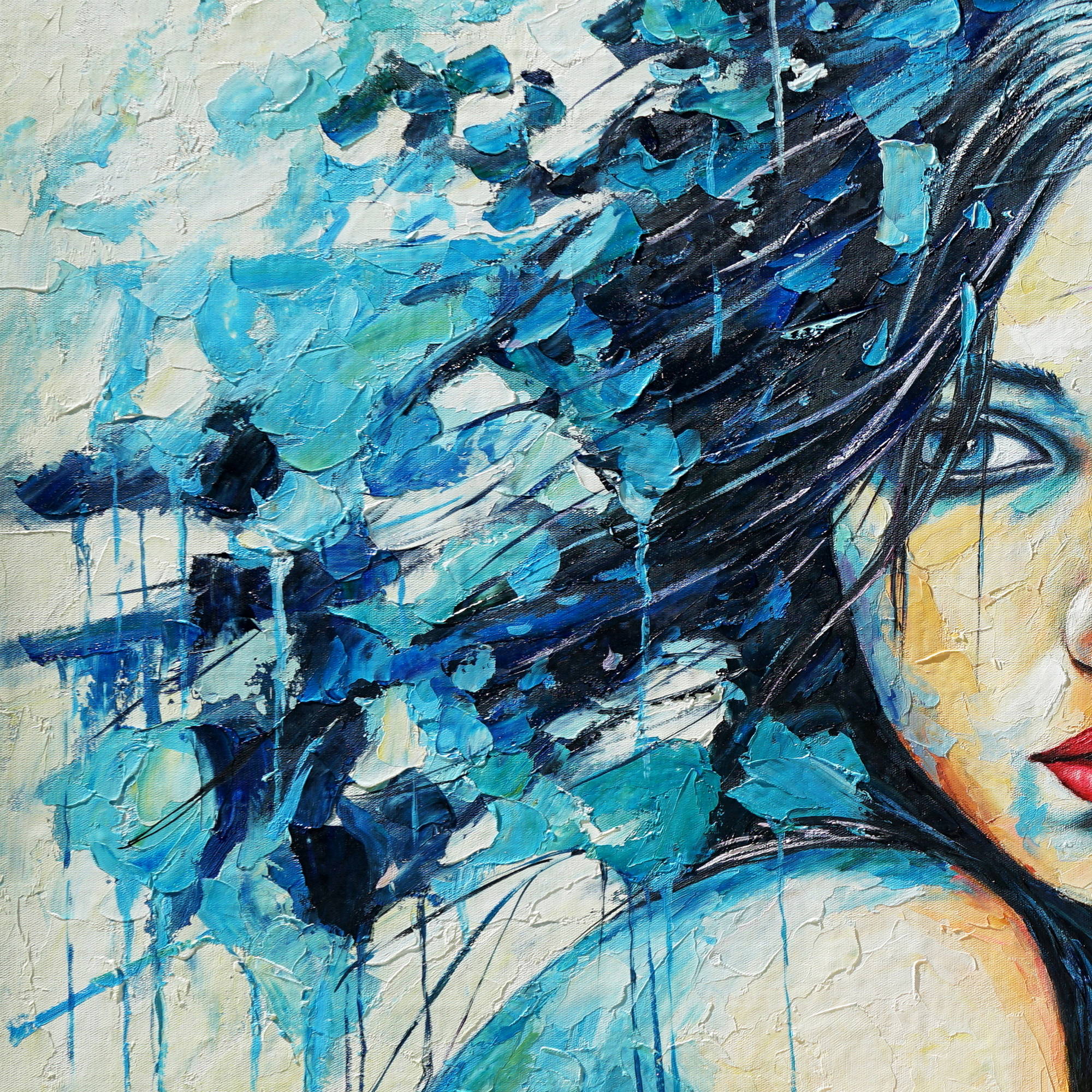 Hand painted Abstract portrait of a woman 60x120cm