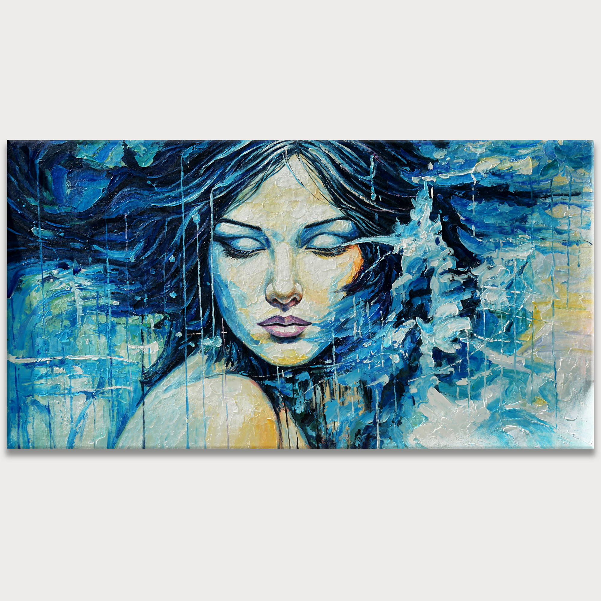 Hand painted Abstract Portrait Woman's Face 60x120cm