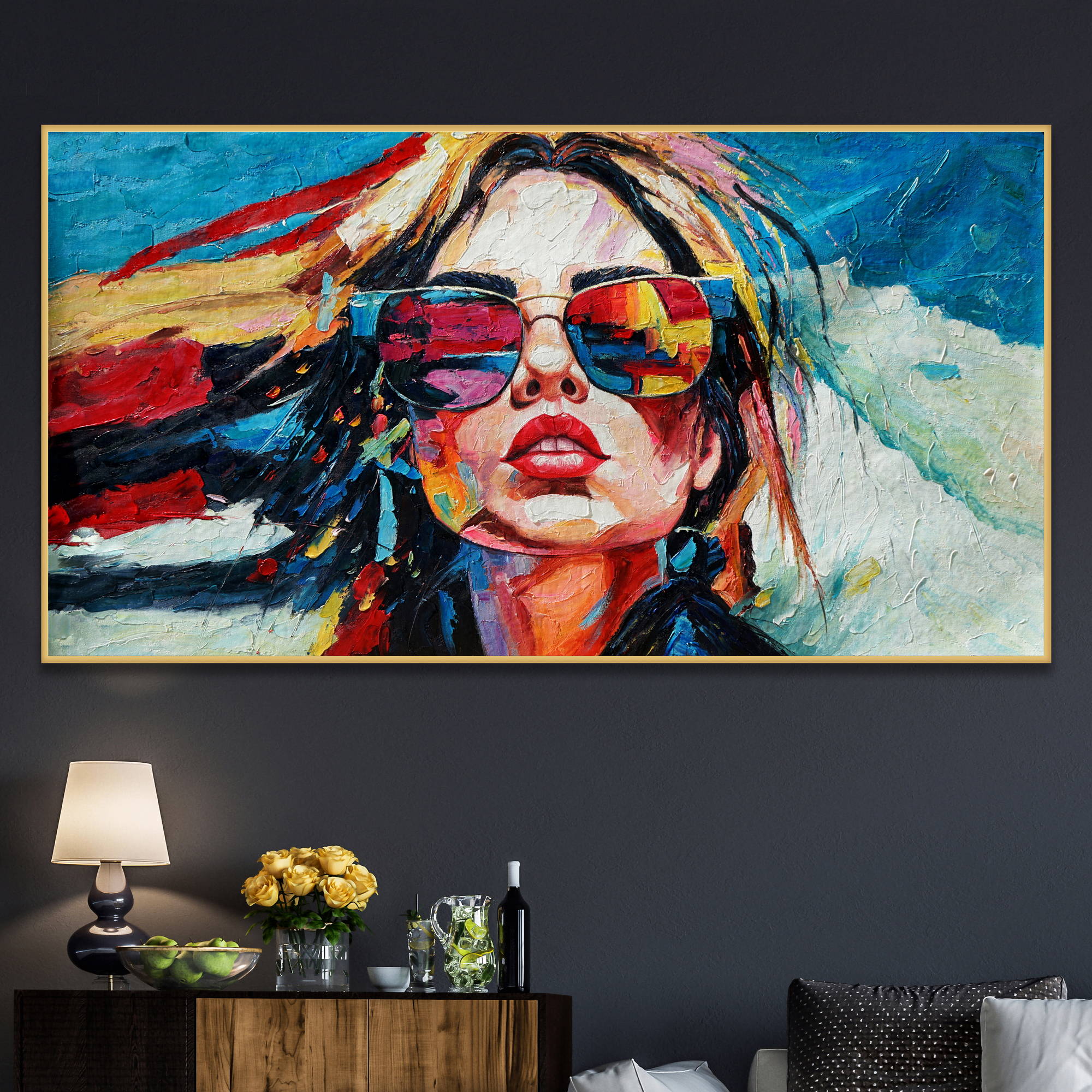 Hand painted Stylized Colored Portrait 60x120cm