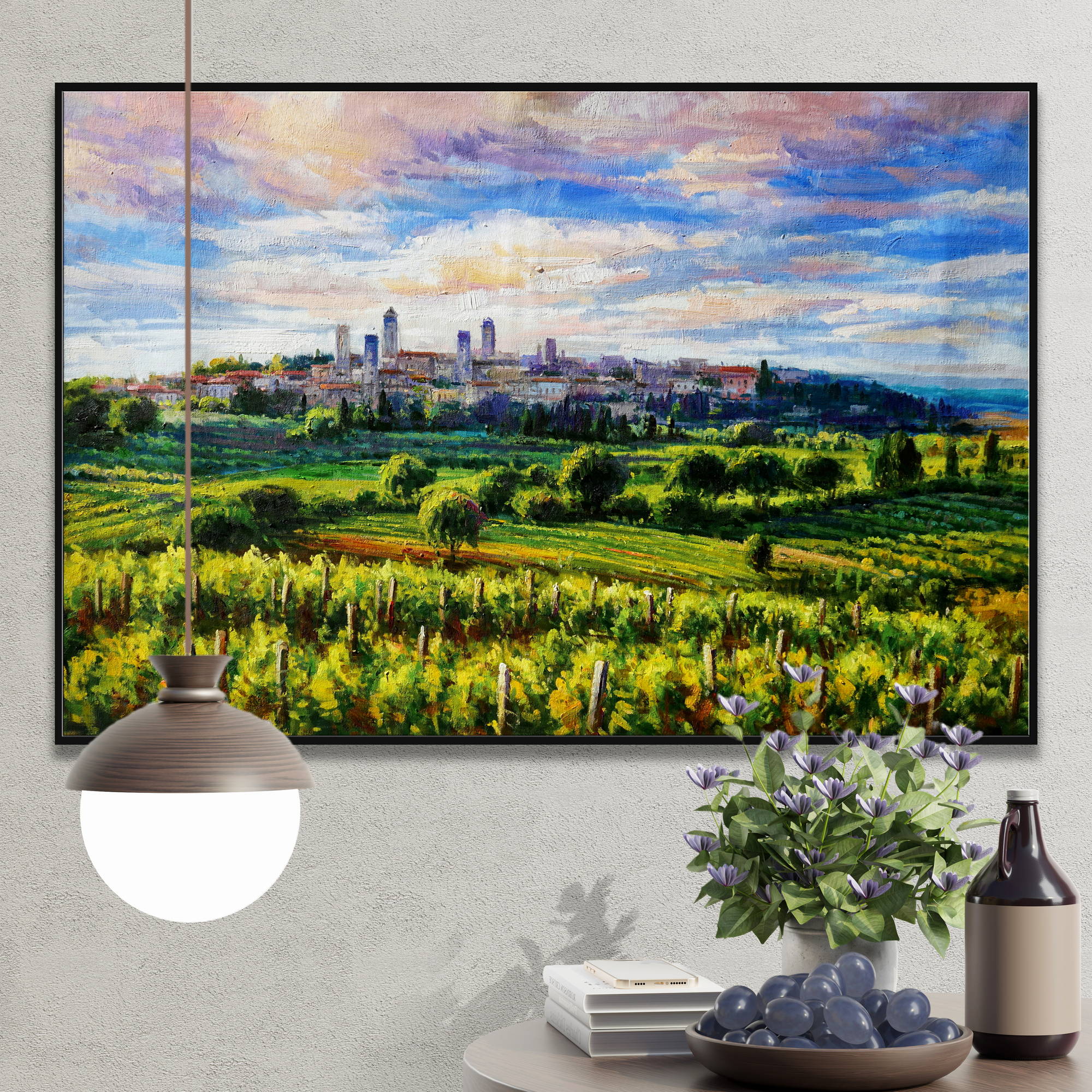 Dipinto a mano Toscana San Gimignano 75x115cm